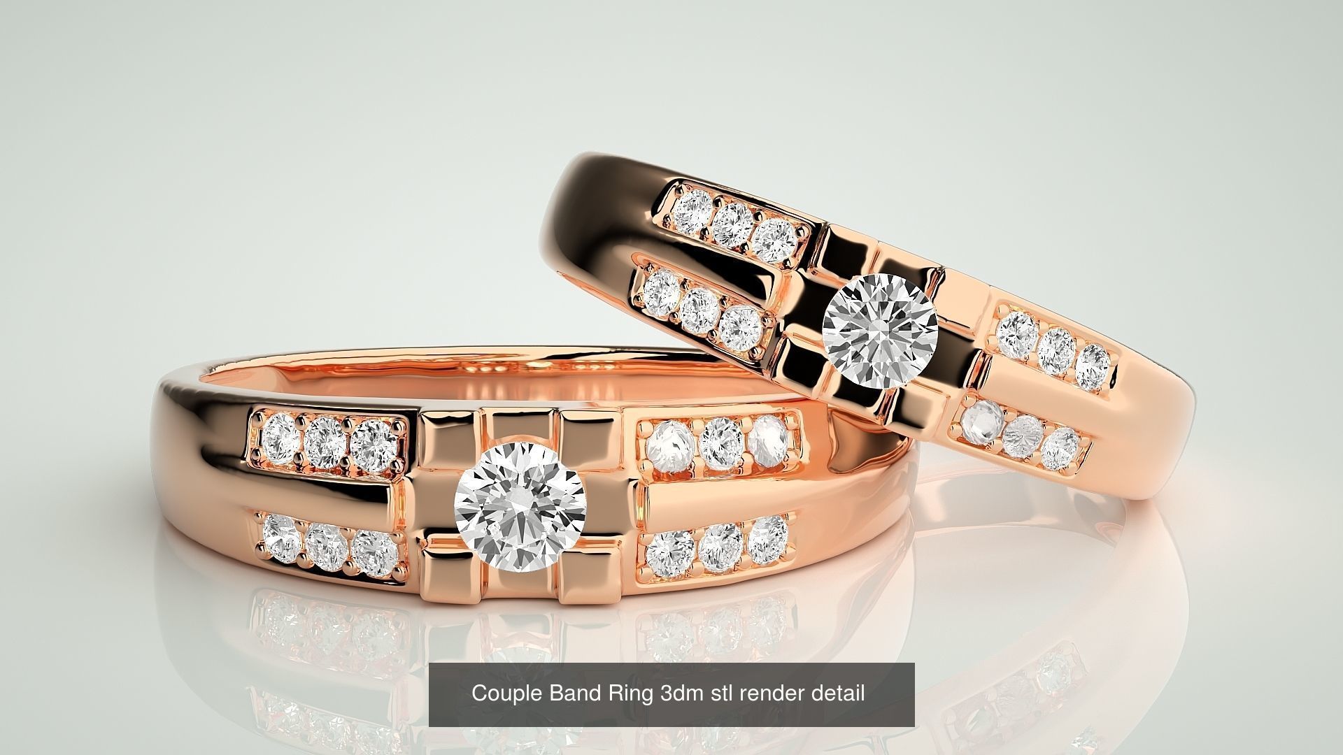 300 Couple Band Ring 3dm stl render detail Part-2  3D Model Collection_51