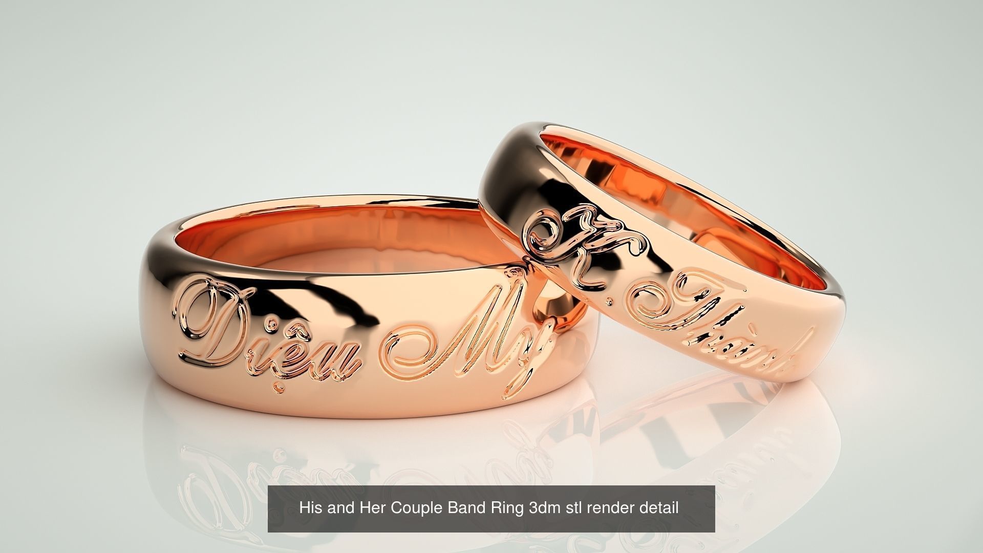 300 Couple Band Ring 3dm stl render detail Part-2  3D Model Collection_123