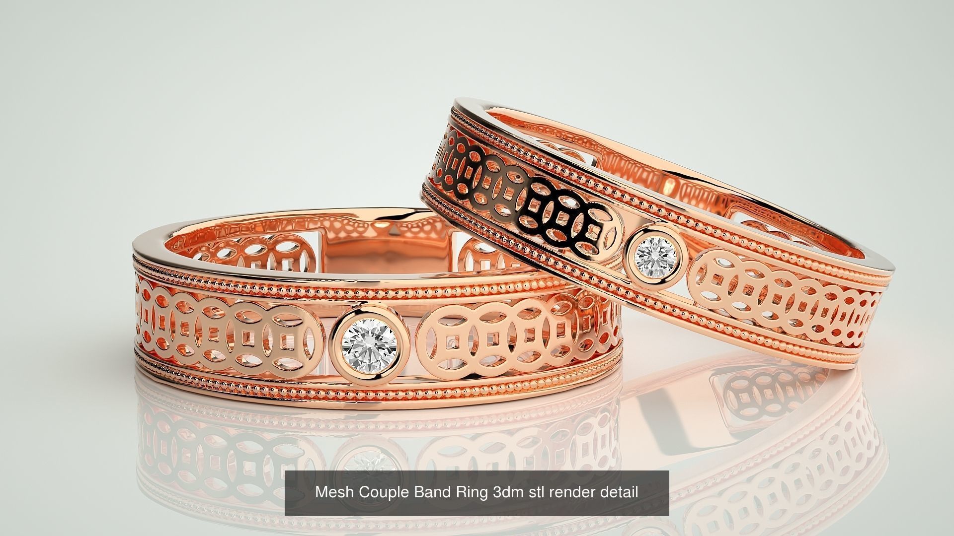 300 Couple Band Ring 3dm stl render detail Part-2  3D Model Collection_49