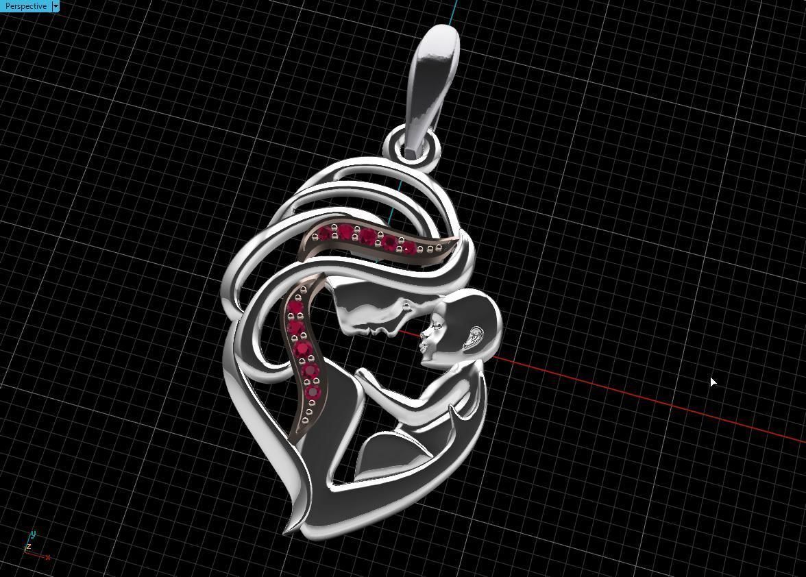 Pendant Mother with child 3D print model_14