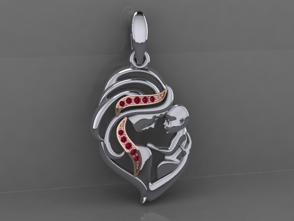 Pendant Mother with child 3D print model_3