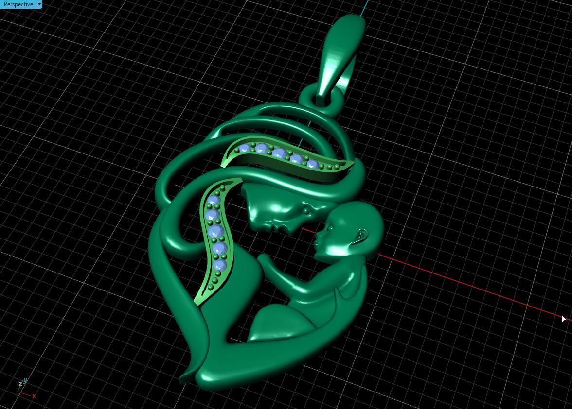 Pendant Mother with child 3D print model_8