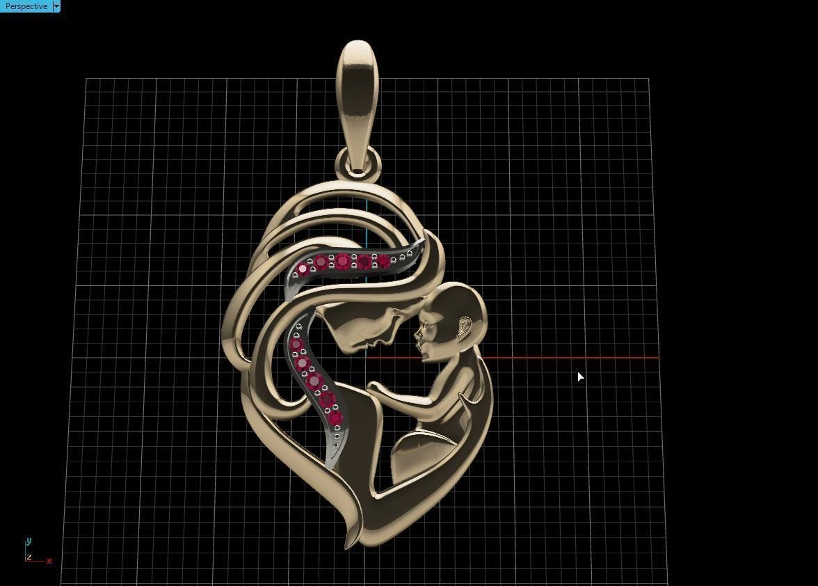 Pendant Mother with child 3D print model_7