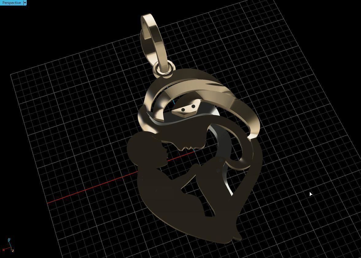 Pendant Mother with child 3D print model_5