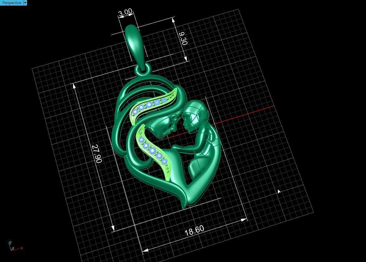 Pendant Mother with child 3D print model_18