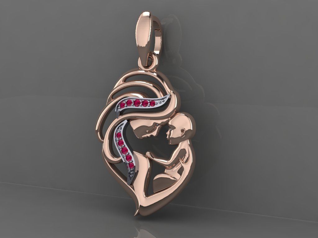 Pendant Mother with child 3D print model_1