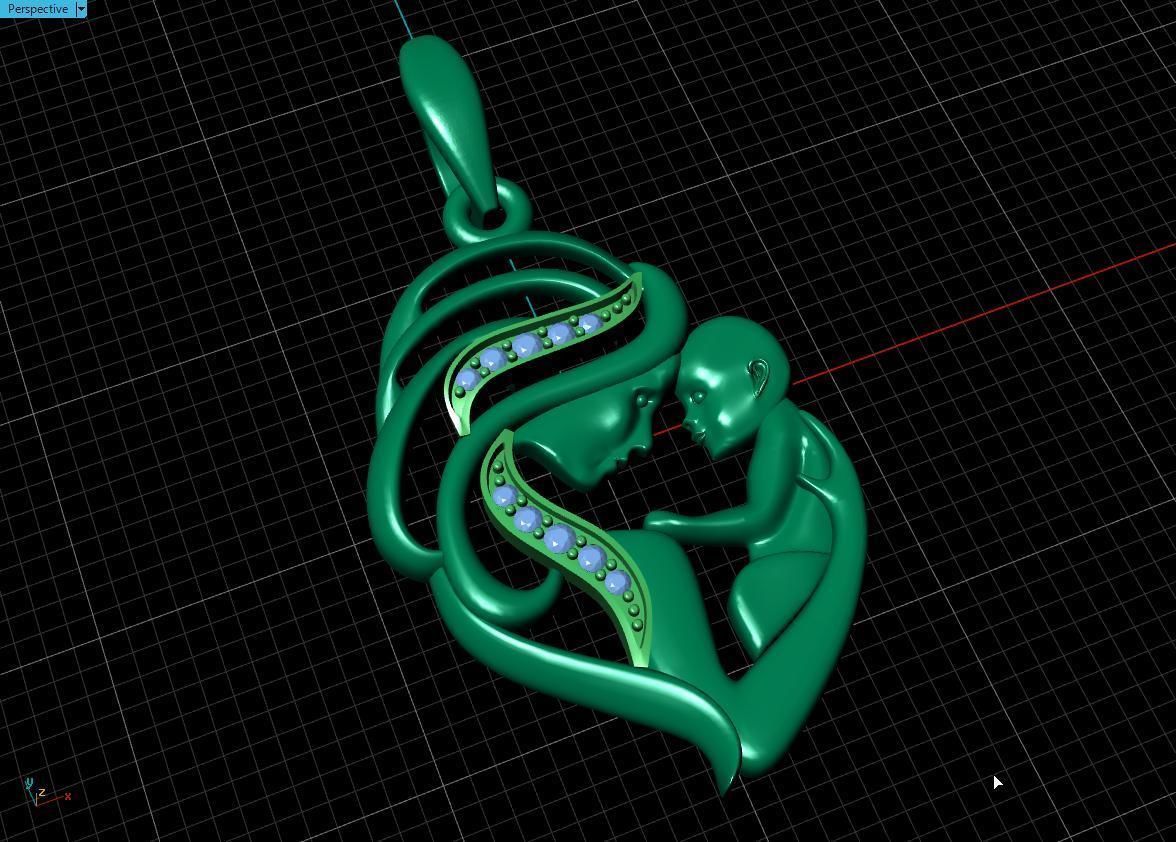 Pendant Mother with child 3D print model_10