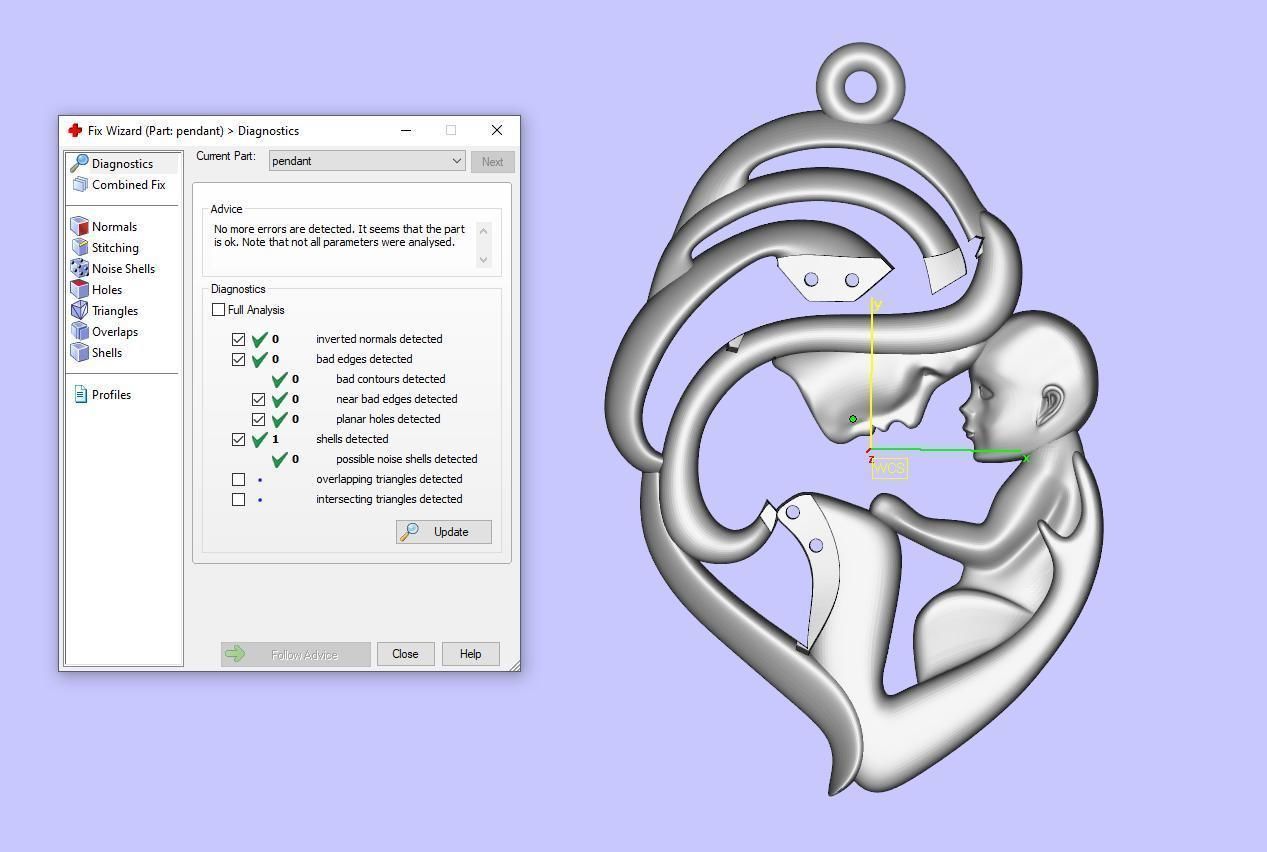 Pendant Mother with child 3D print model_25