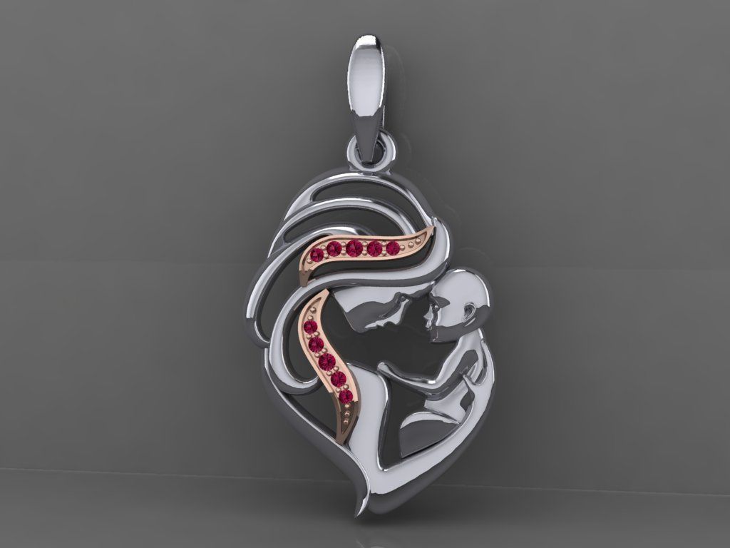 Pendant Mother with child 3D print model_2