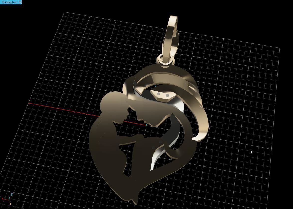Pendant Mother with child 3D print model_4