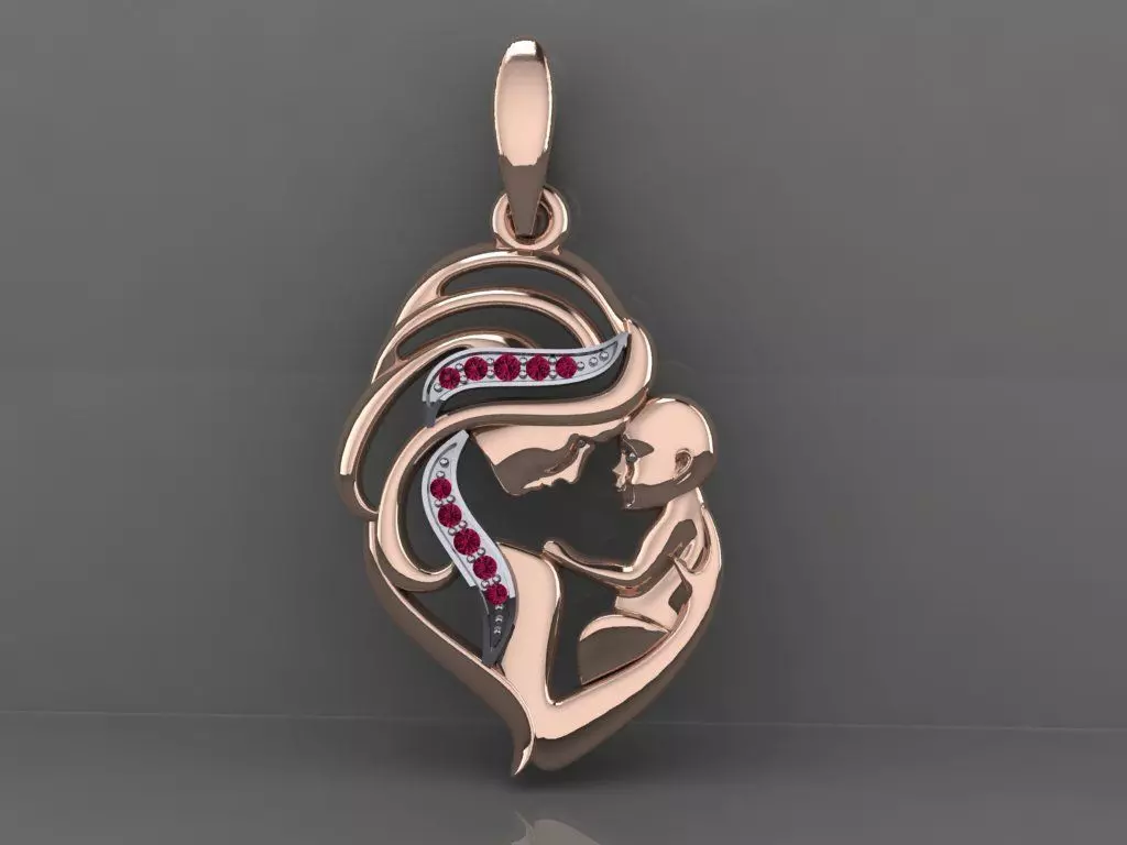 Pendant Mother with child 3D print model_0
