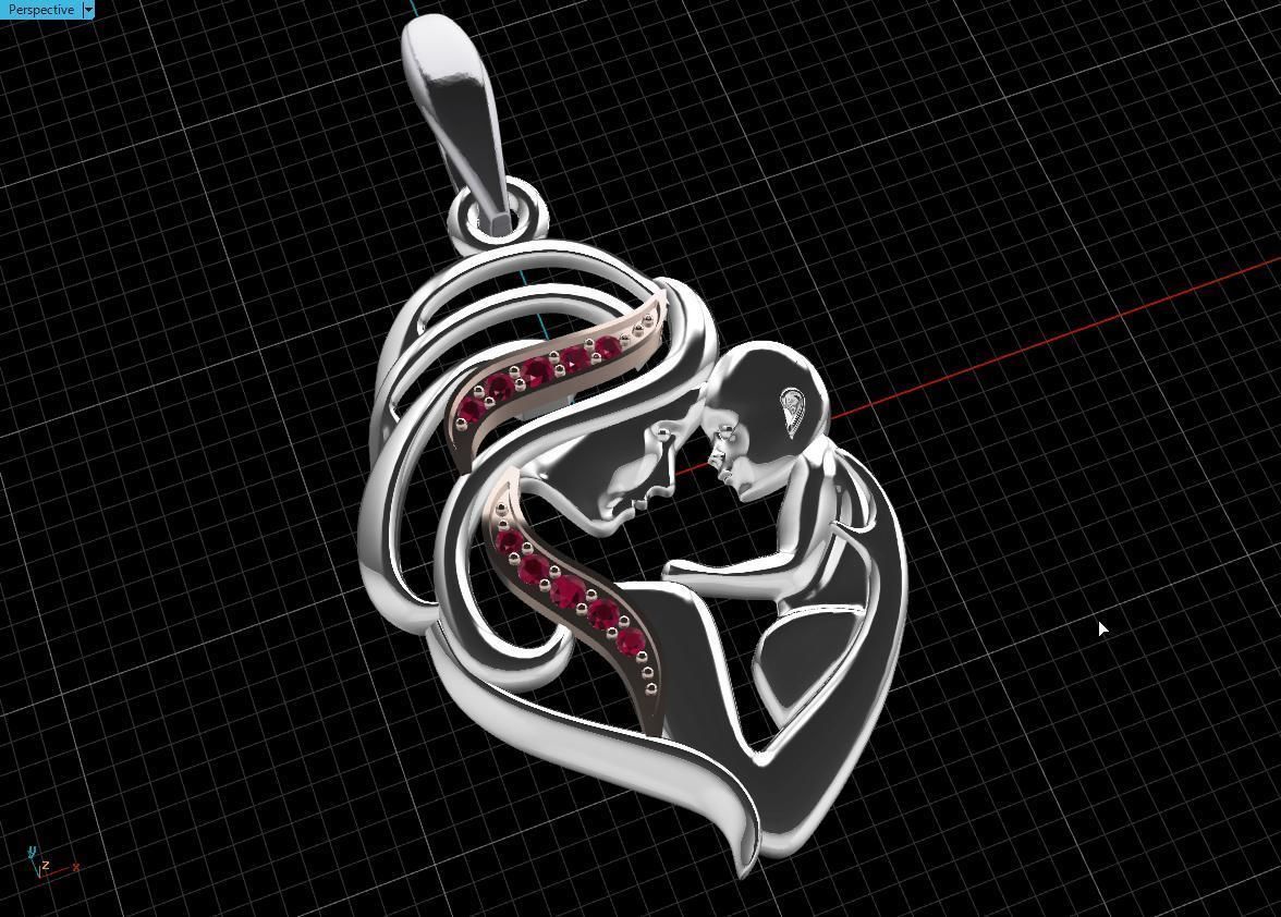 Pendant Mother with child 3D print model_13
