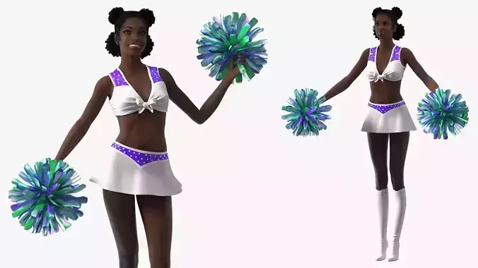 Teenage Black Girl Cheerleader Rigged 3D model
