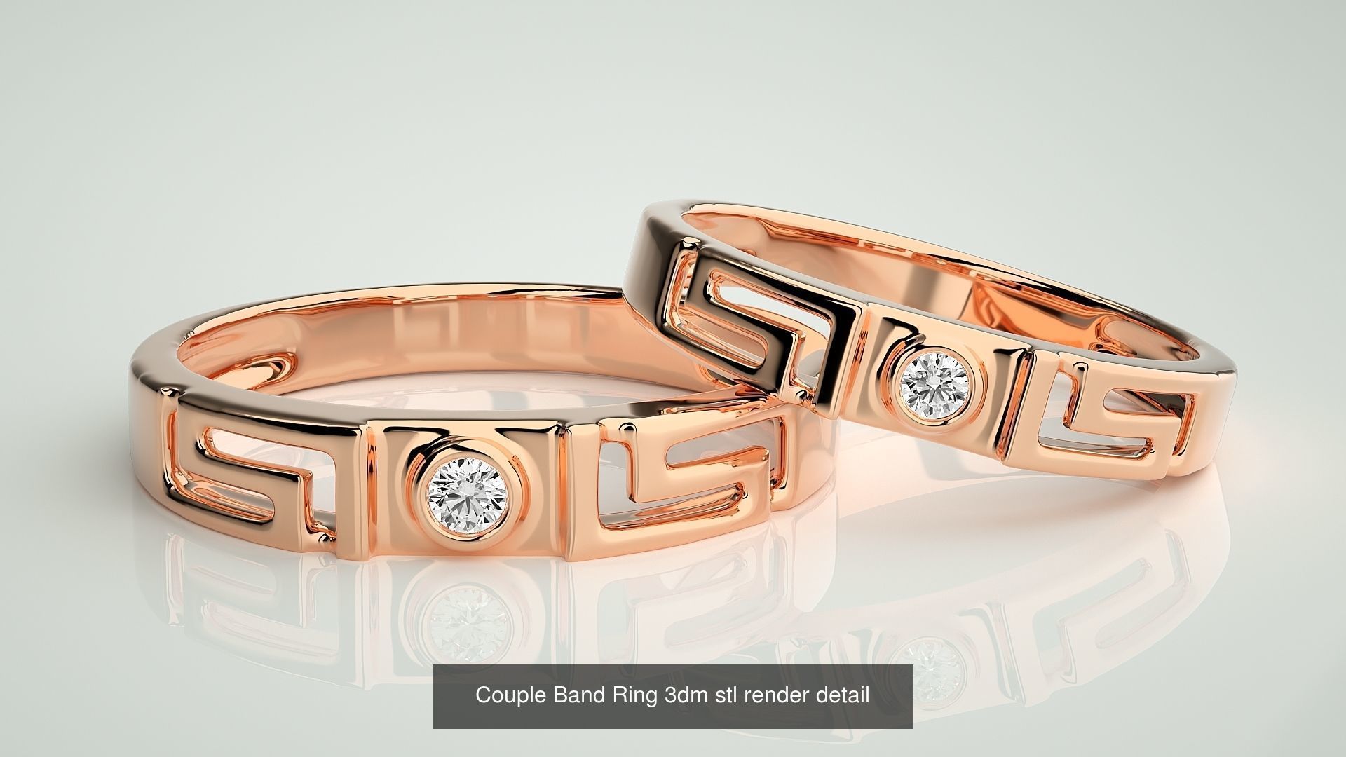 156  Couple Band Ring 3dm stl render detail Part-3 3D Model Collection_10