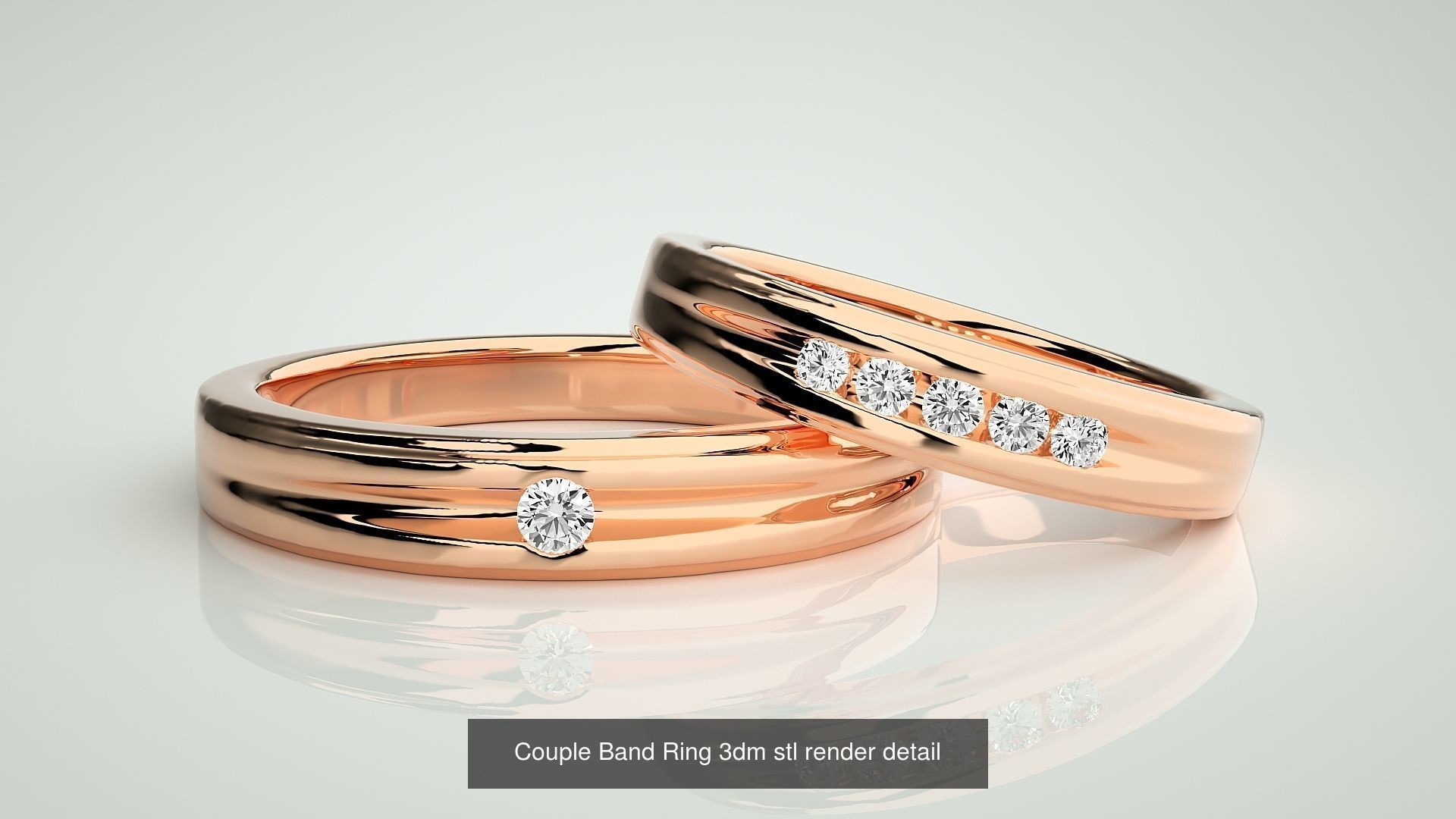 156  Couple Band Ring 3dm stl render detail Part-3 3D Model Collection_92