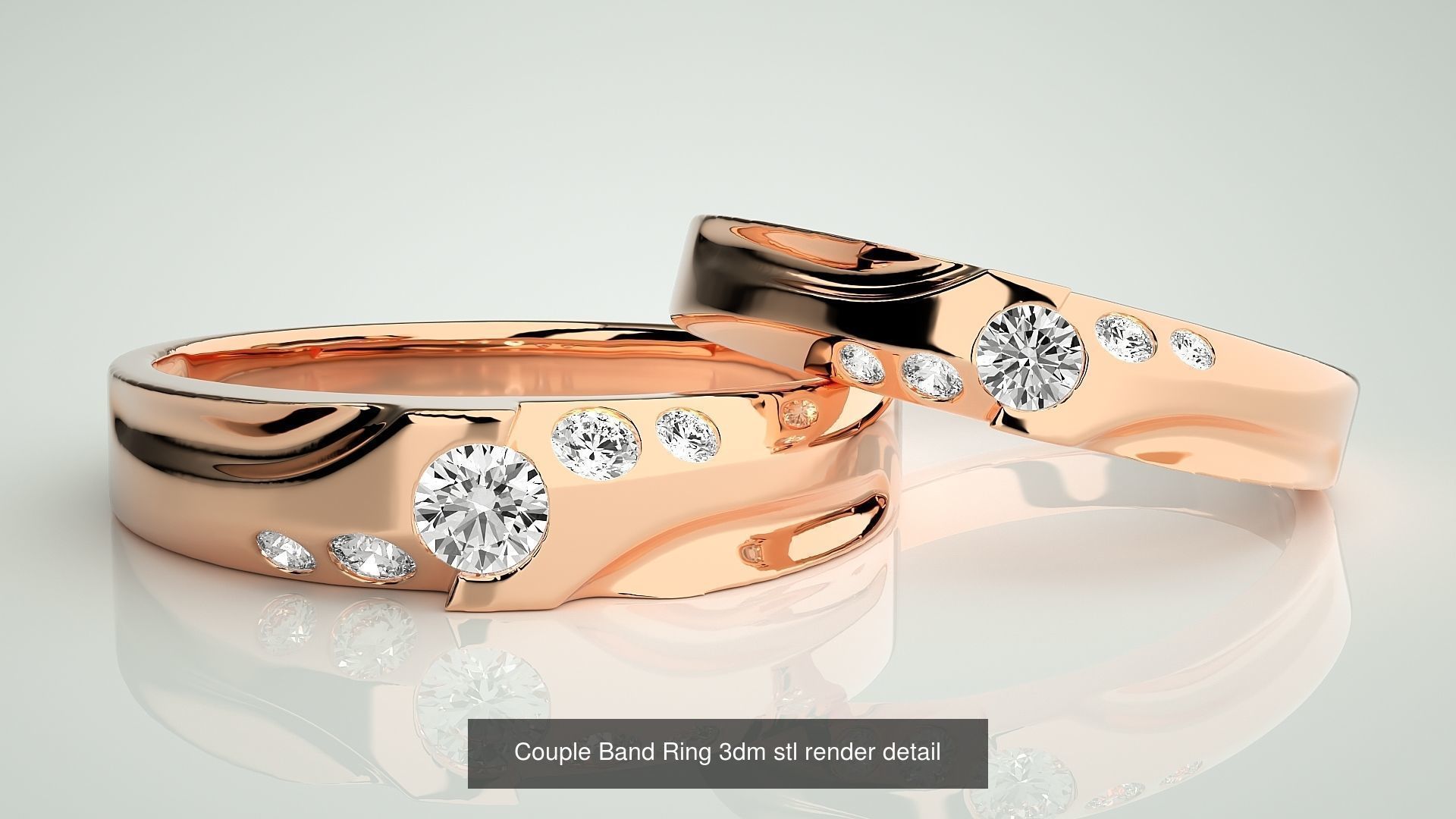156  Couple Band Ring 3dm stl render detail Part-3 3D Model Collection_32