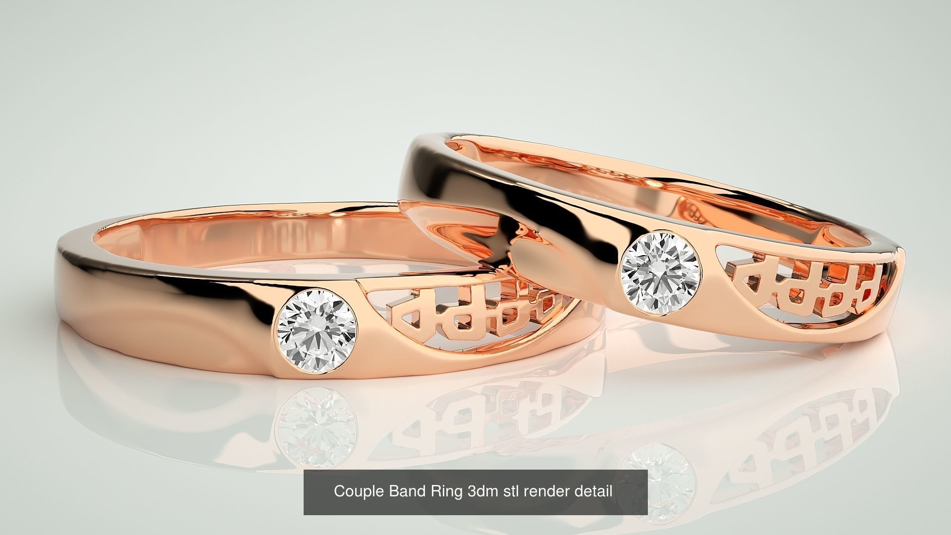 156  Couple Band Ring 3dm stl render detail Part-3 3D Model Collection_127