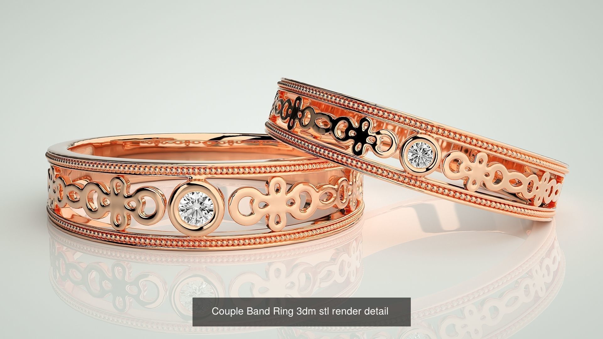 156  Couple Band Ring 3dm stl render detail Part-3 3D Model Collection_39