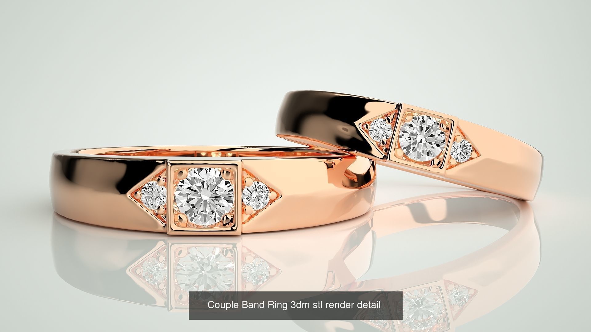 156  Couple Band Ring 3dm stl render detail Part-3 3D Model Collection_105