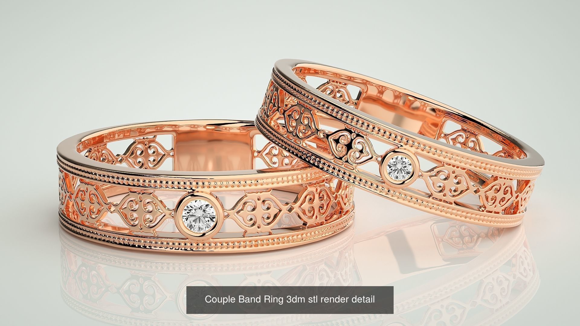 156  Couple Band Ring 3dm stl render detail Part-3 3D Model Collection_77