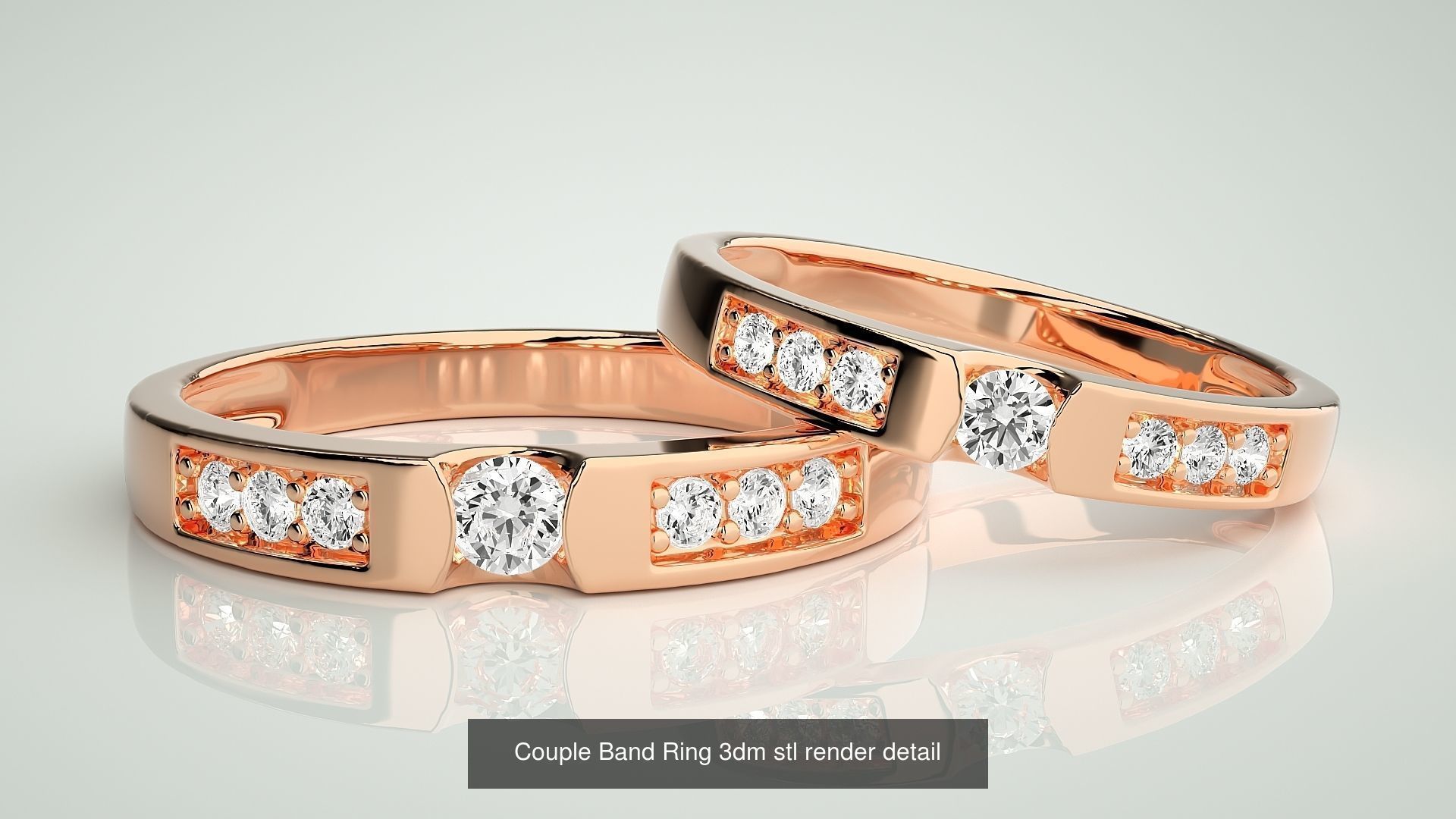 156  Couple Band Ring 3dm stl render detail Part-3 3D Model Collection_78