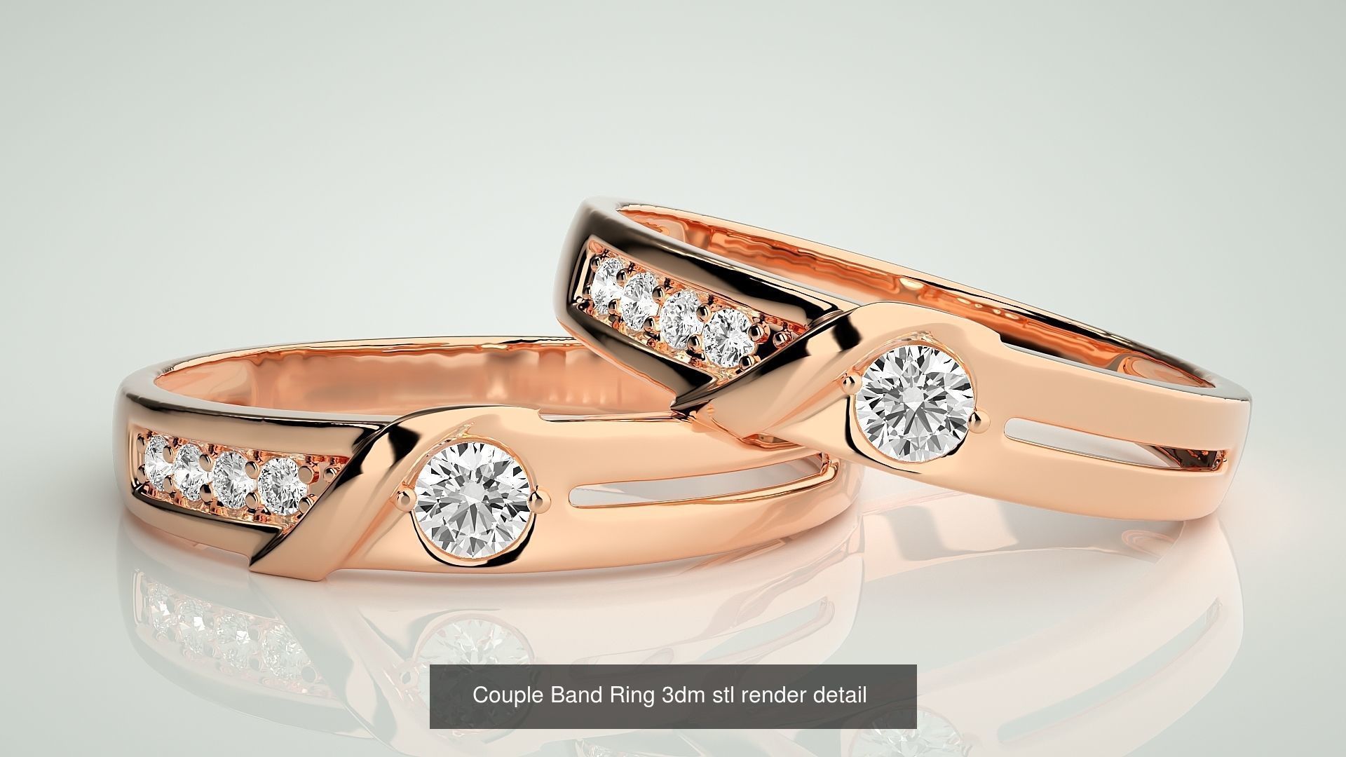 156  Couple Band Ring 3dm stl render detail Part-3 3D Model Collection_124