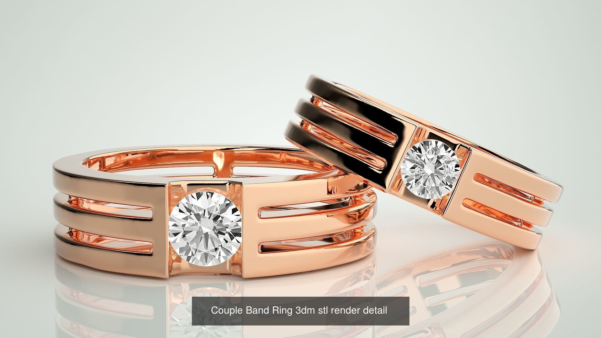 156  Couple Band Ring 3dm stl render detail Part-3 3D Model Collection_108