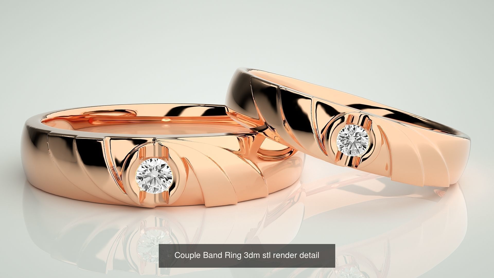 156  Couple Band Ring 3dm stl render detail Part-3 3D Model Collection_52