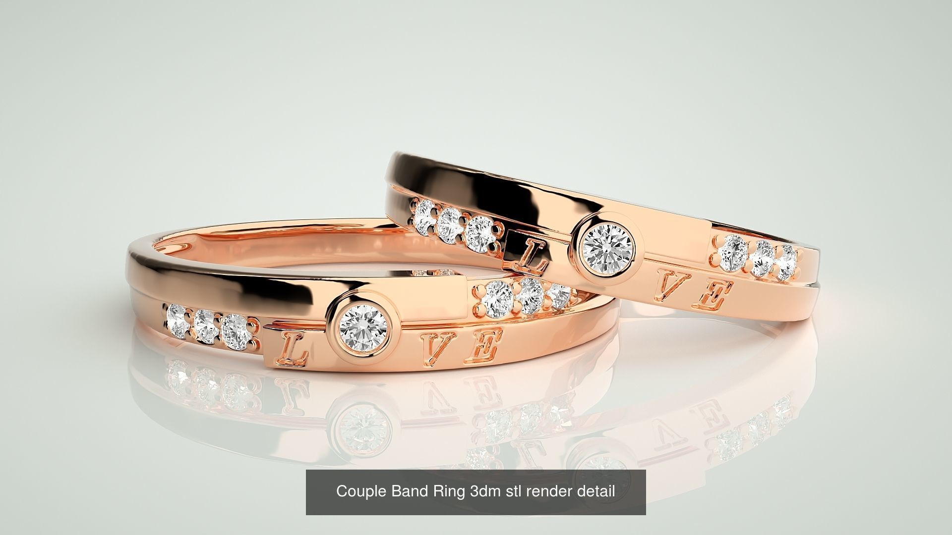 156  Couple Band Ring 3dm stl render detail Part-3 3D Model Collection_59