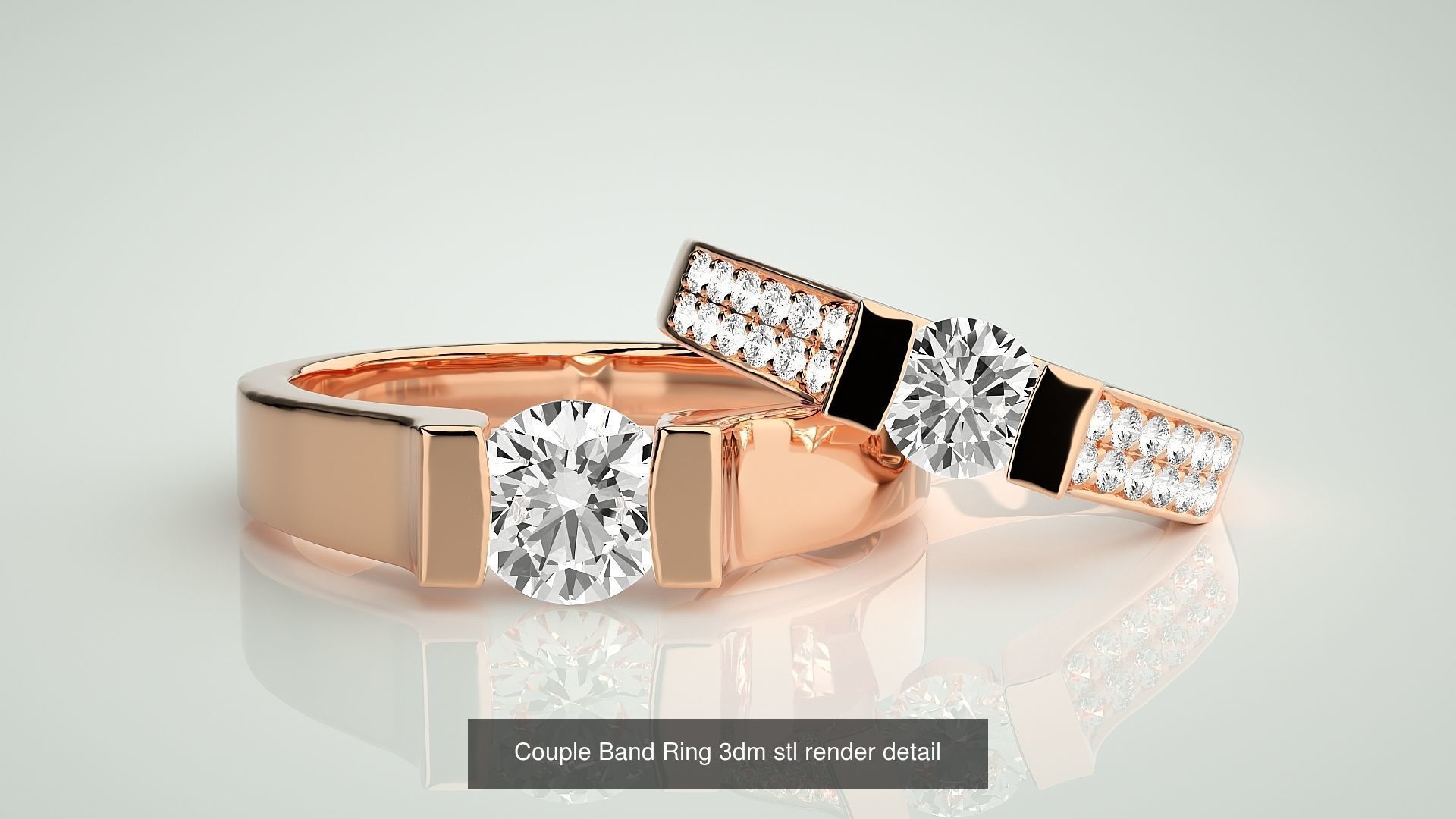 156  Couple Band Ring 3dm stl render detail Part-3 3D Model Collection_96