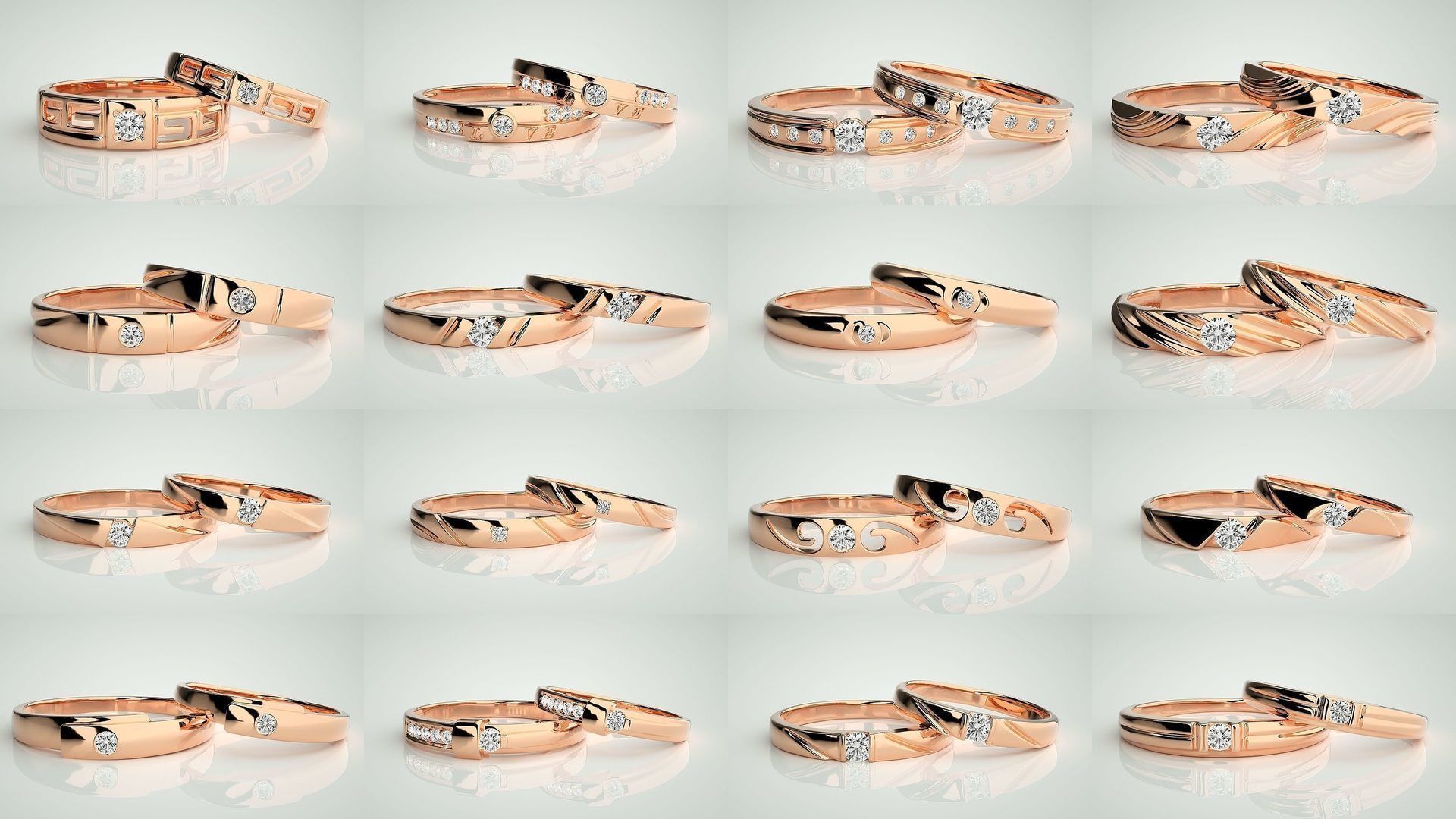 156  Couple Band Ring 3dm stl render detail Part-3 3D Model Collection_4