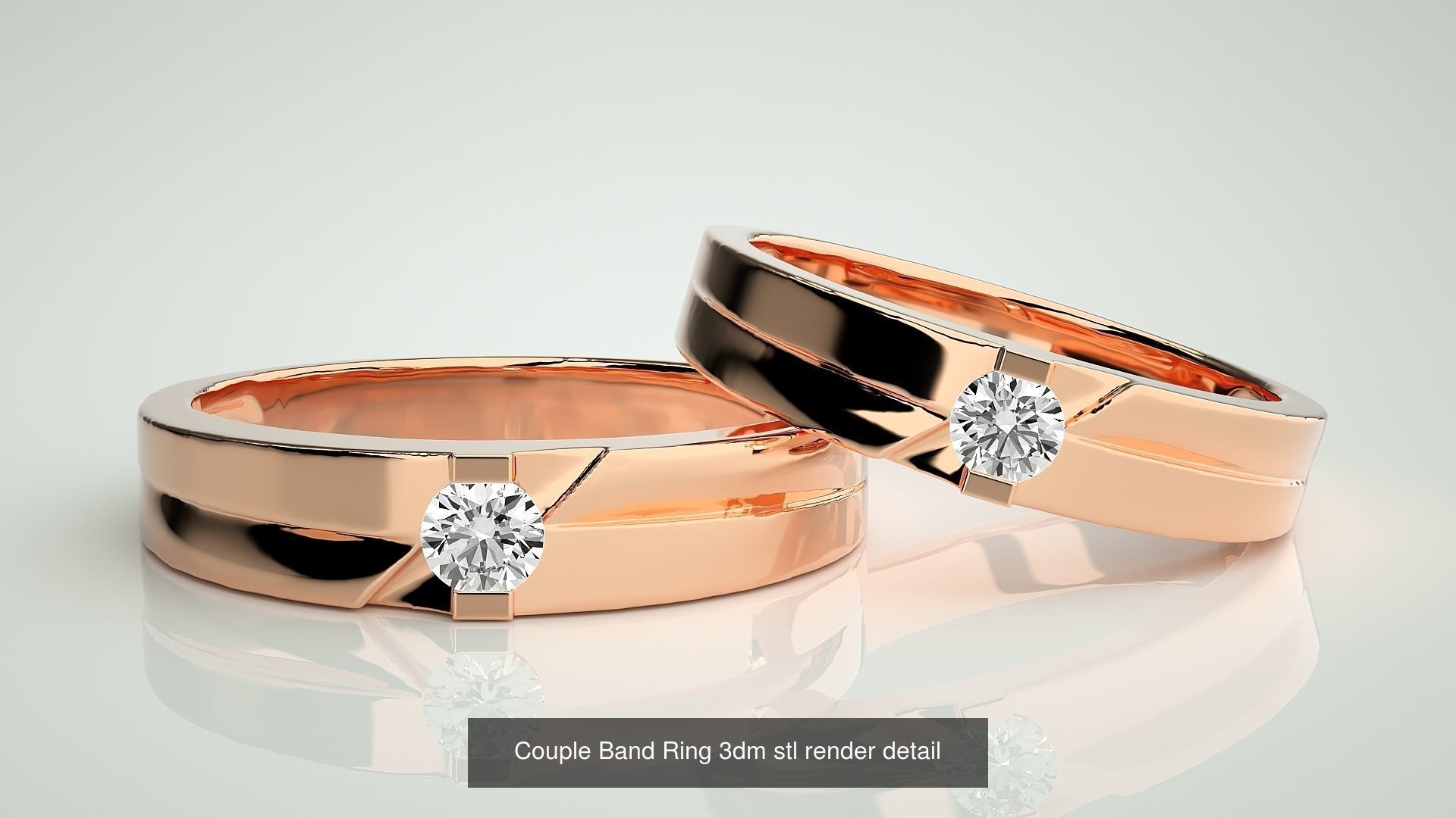 156  Couple Band Ring 3dm stl render detail Part-3 3D Model Collection_12