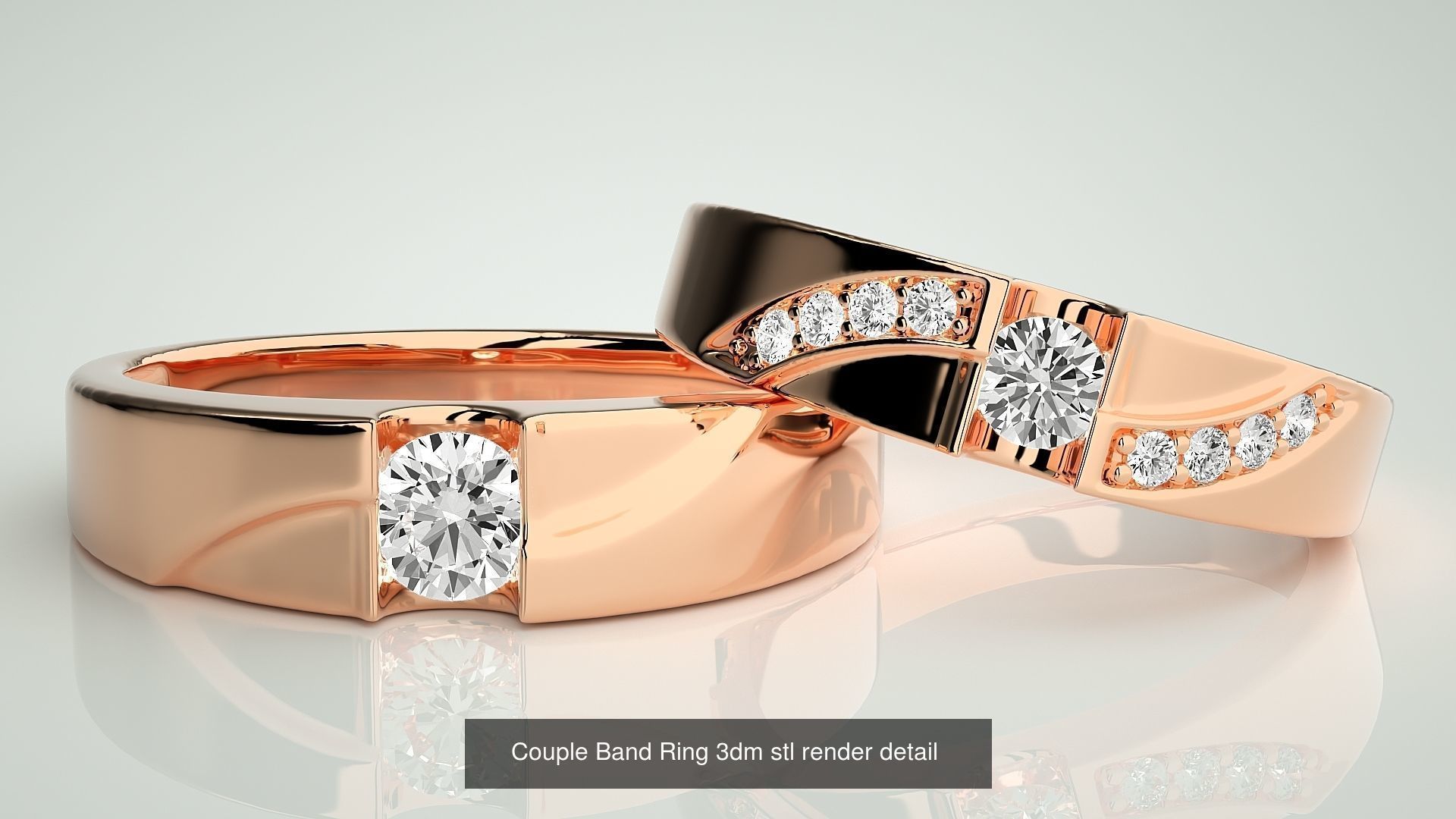 156  Couple Band Ring 3dm stl render detail Part-3 3D Model Collection_49