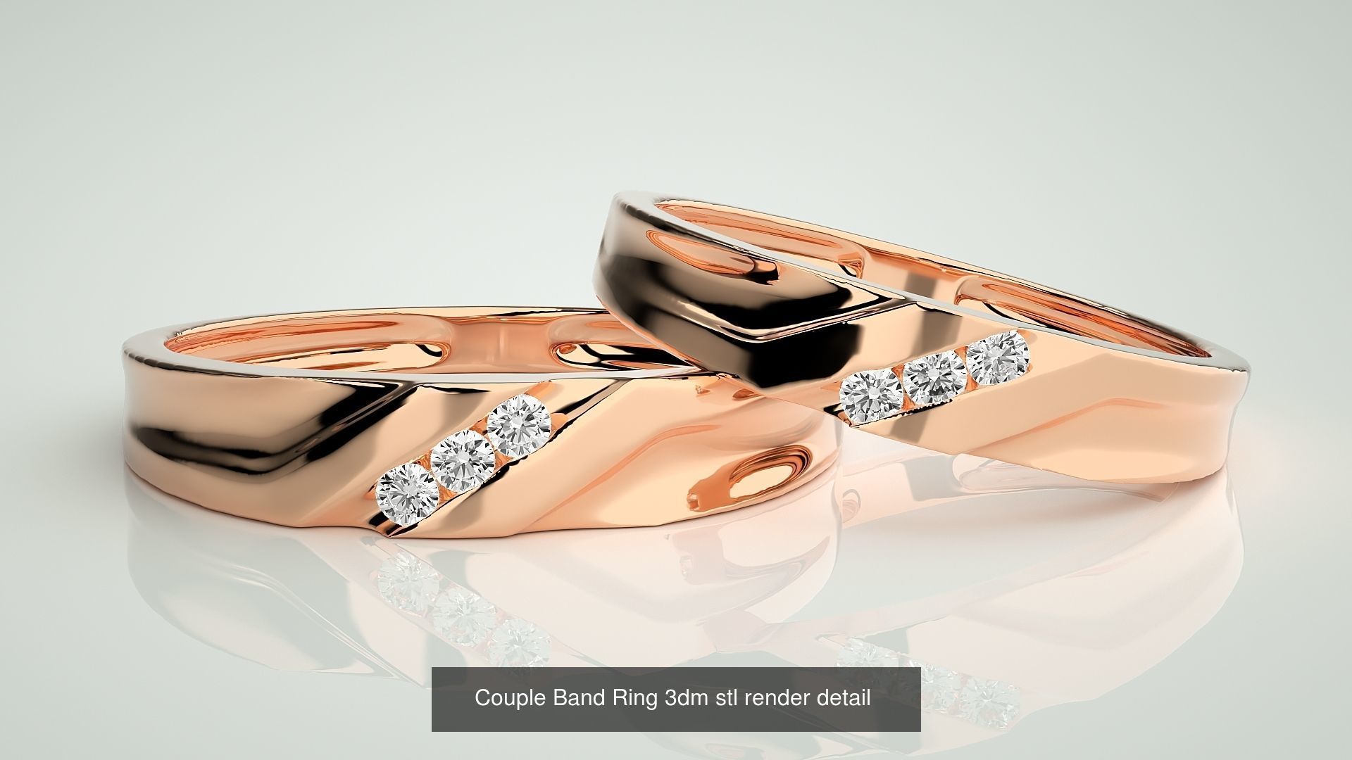 156  Couple Band Ring 3dm stl render detail Part-3 3D Model Collection_119