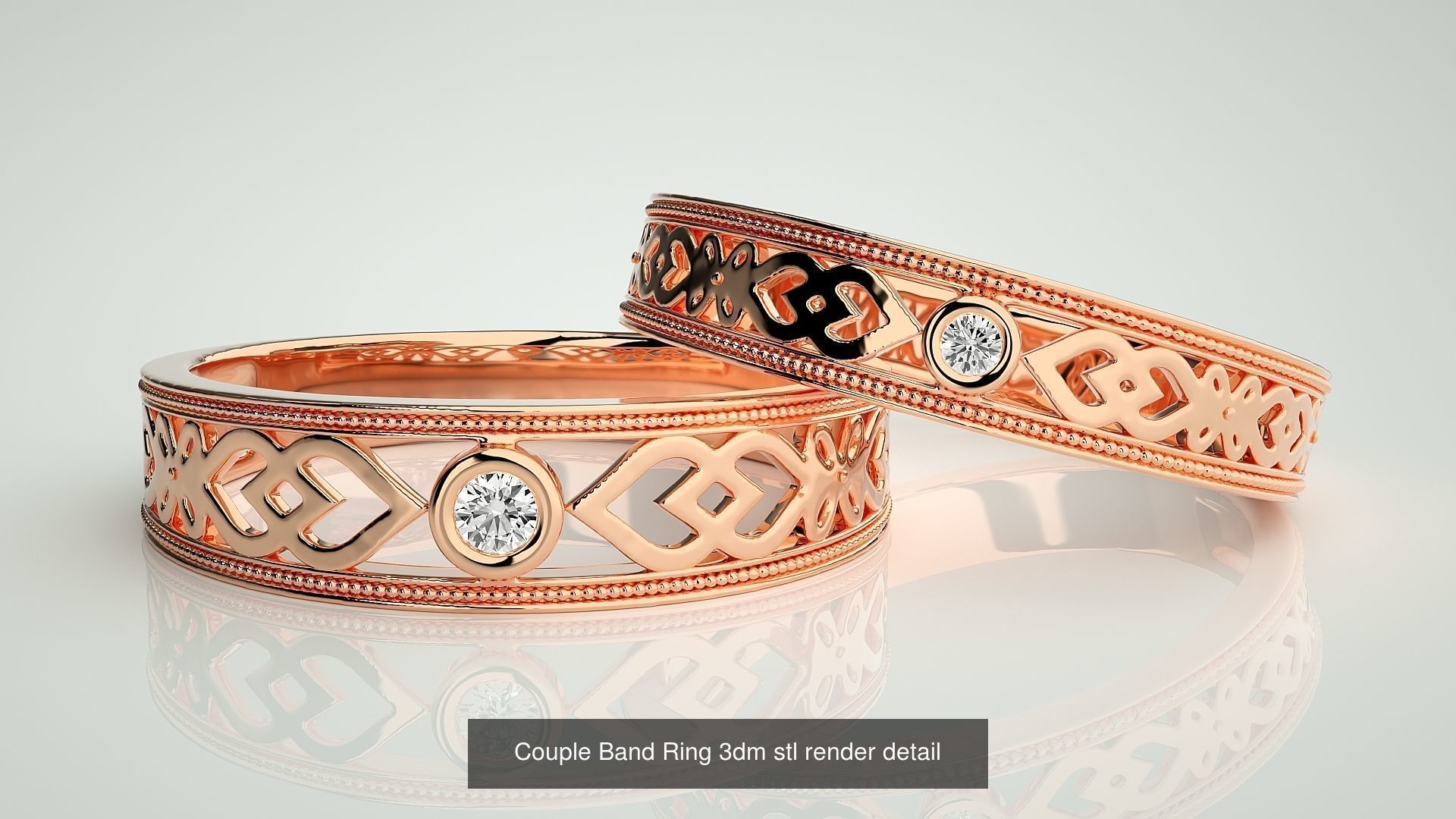 156  Couple Band Ring 3dm stl render detail Part-3 3D Model Collection_20