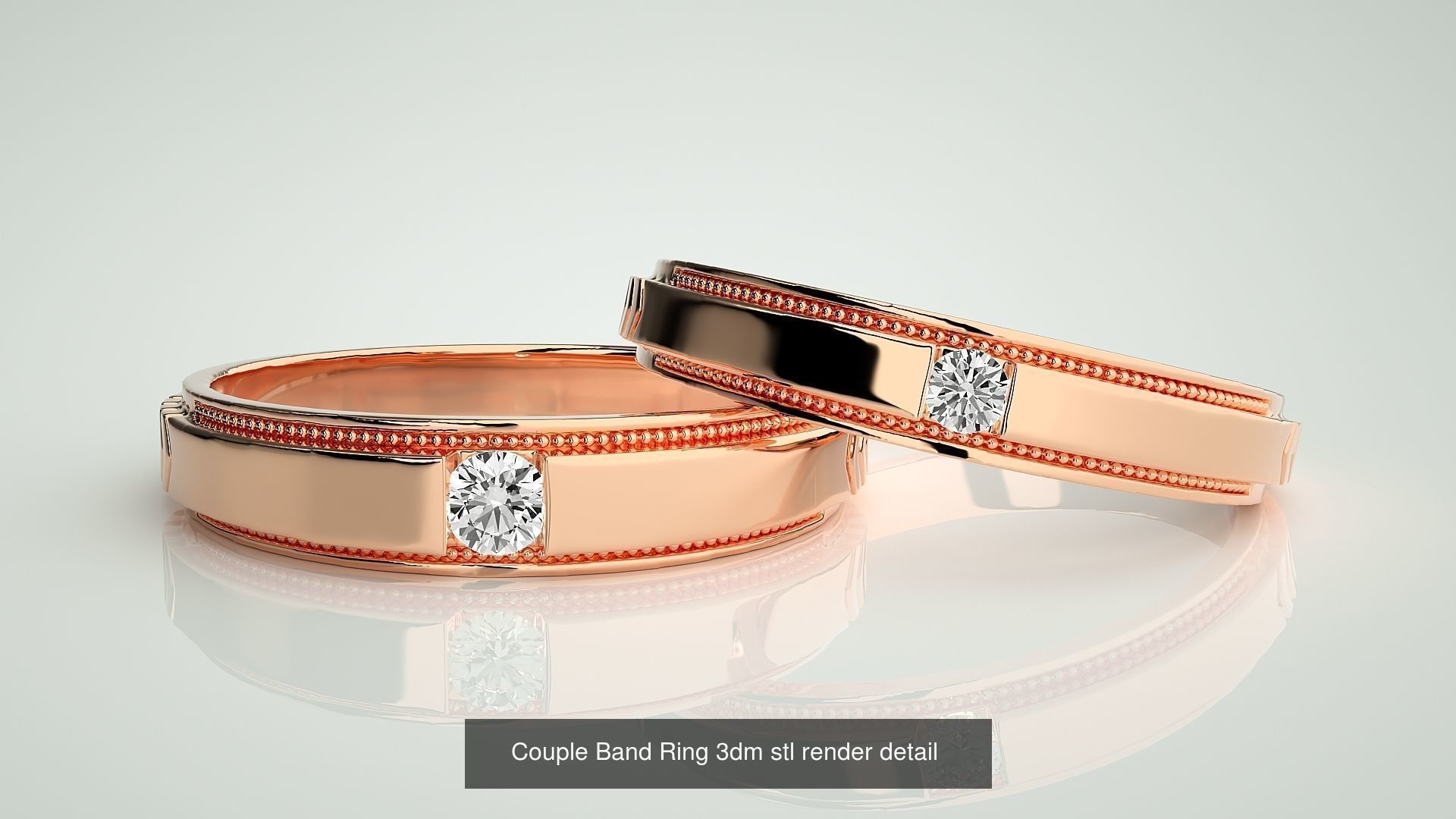 156  Couple Band Ring 3dm stl render detail Part-3 3D Model Collection_43