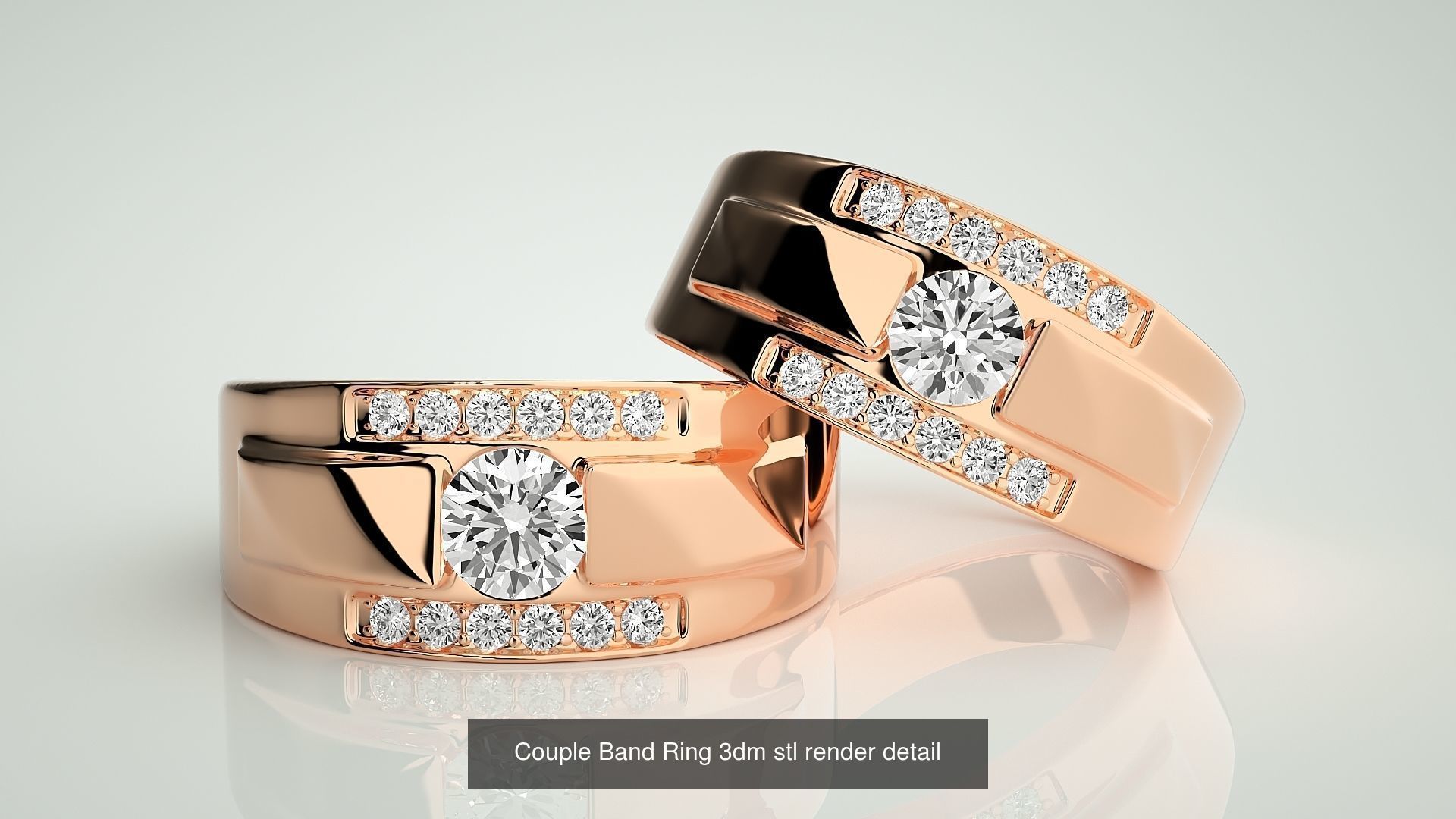 156  Couple Band Ring 3dm stl render detail Part-3 3D Model Collection_55