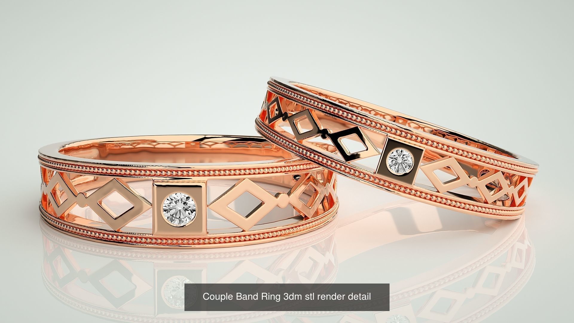 156  Couple Band Ring 3dm stl render detail Part-3 3D Model Collection_76