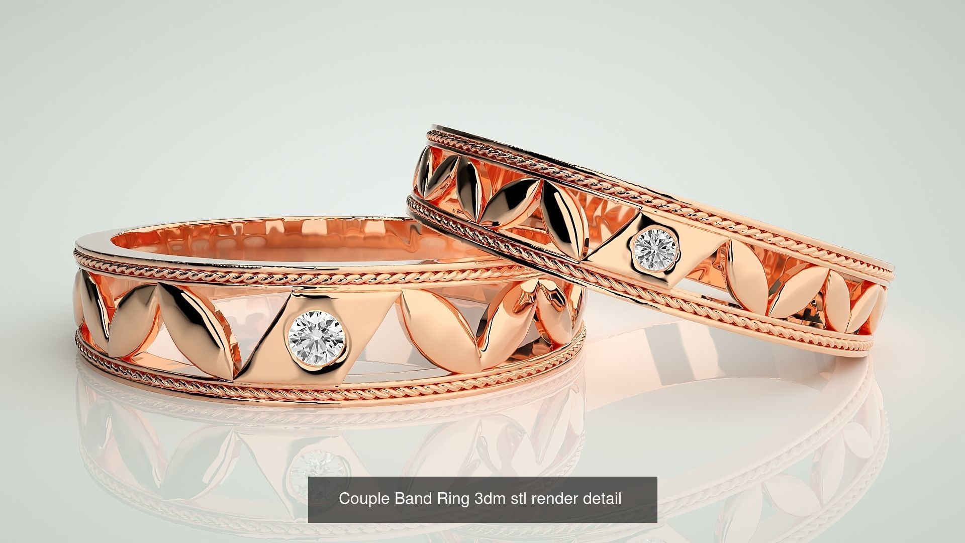 156  Couple Band Ring 3dm stl render detail Part-3 3D Model Collection_44