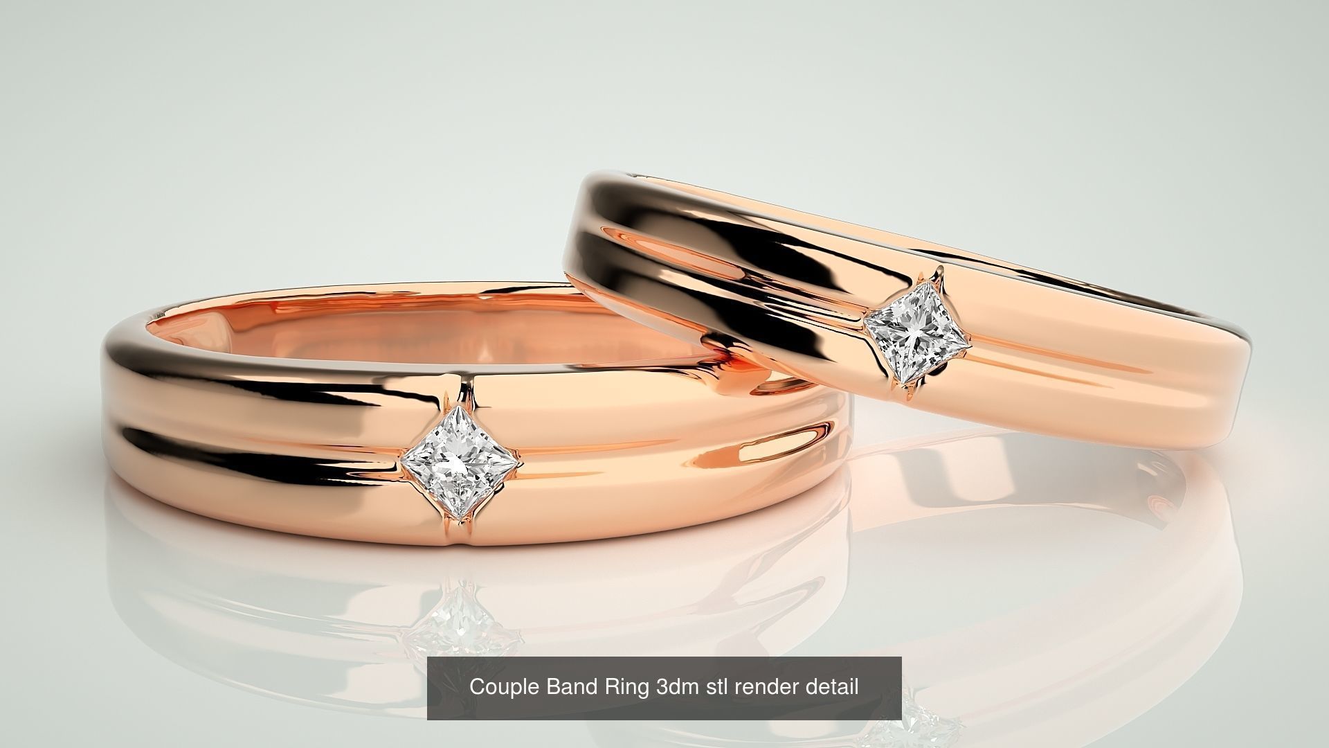 156  Couple Band Ring 3dm stl render detail Part-3 3D Model Collection_14