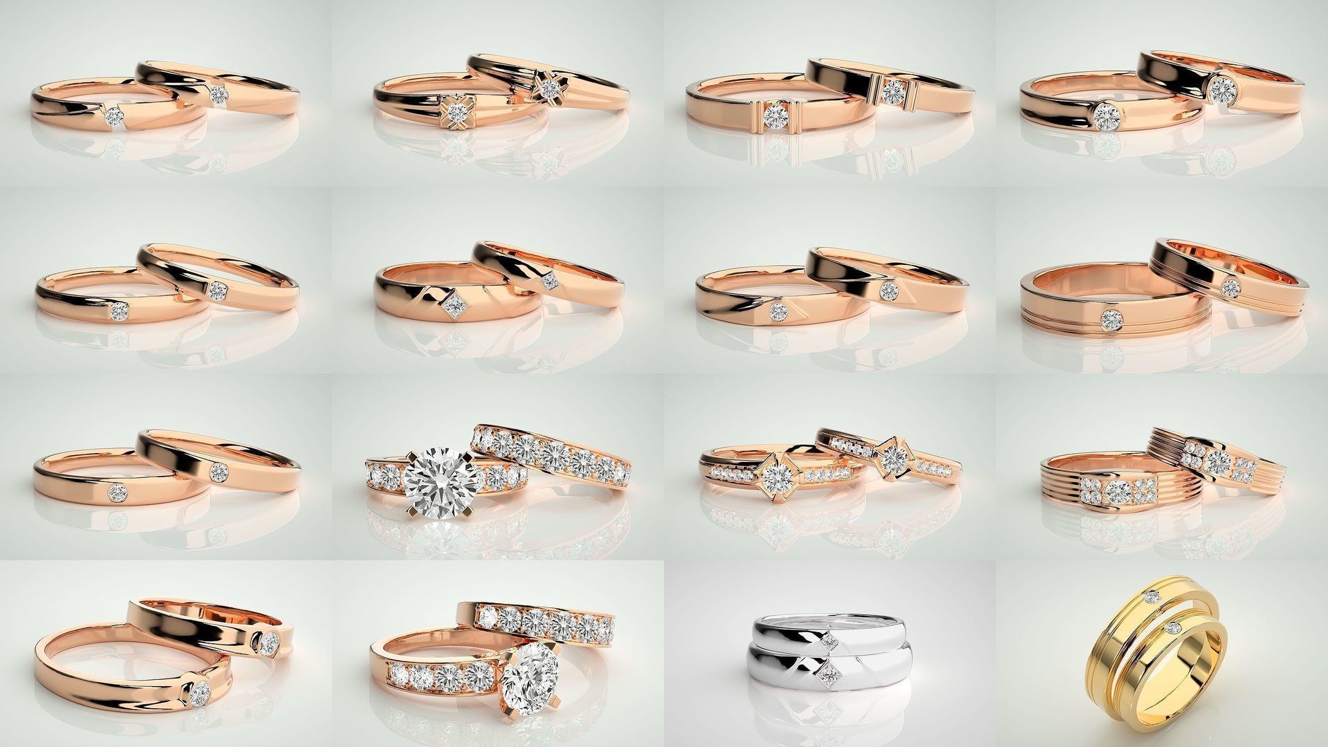 156  Couple Band Ring 3dm stl render detail Part-3 3D Model Collection_9