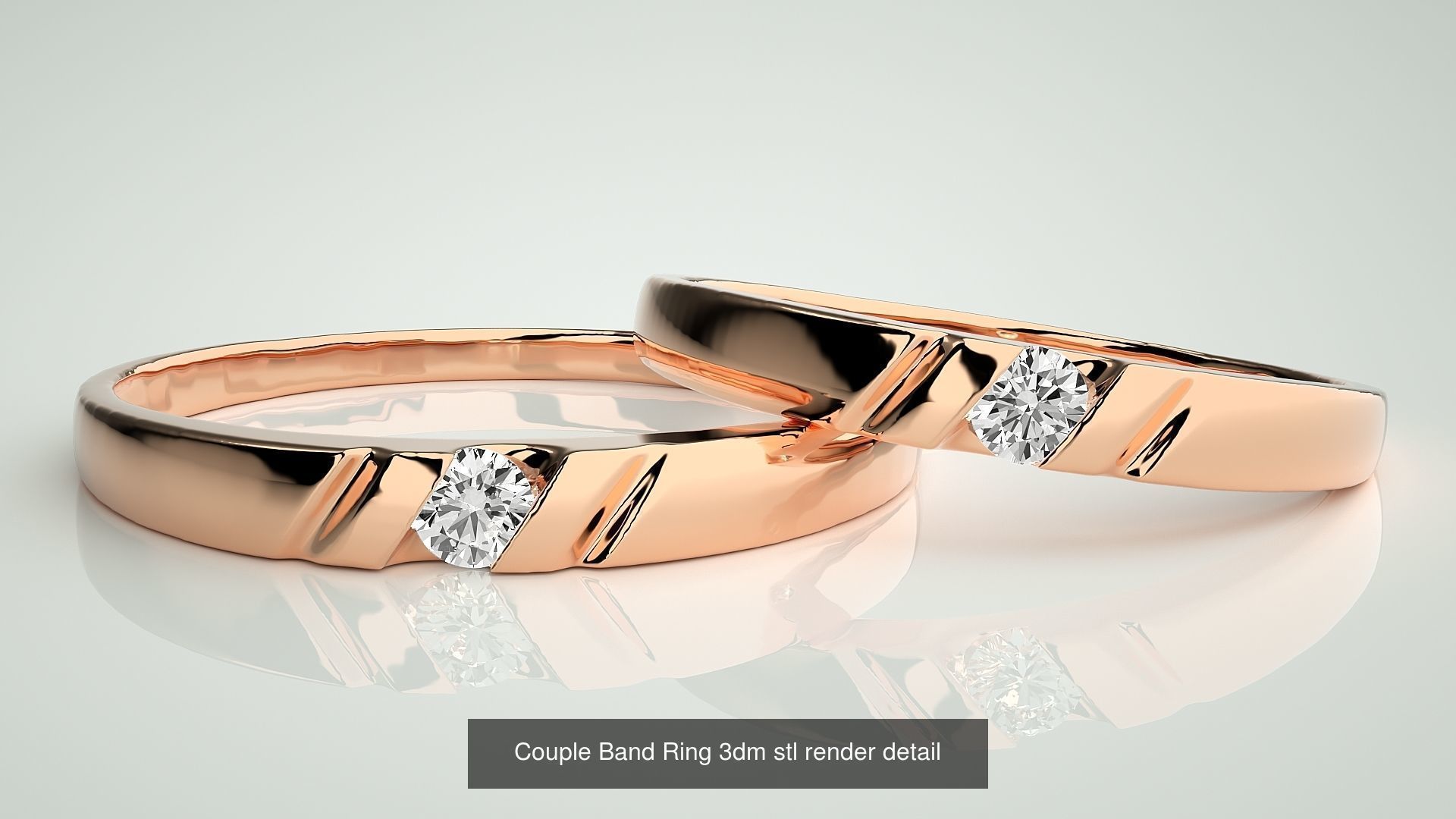 156  Couple Band Ring 3dm stl render detail Part-3 3D Model Collection_63