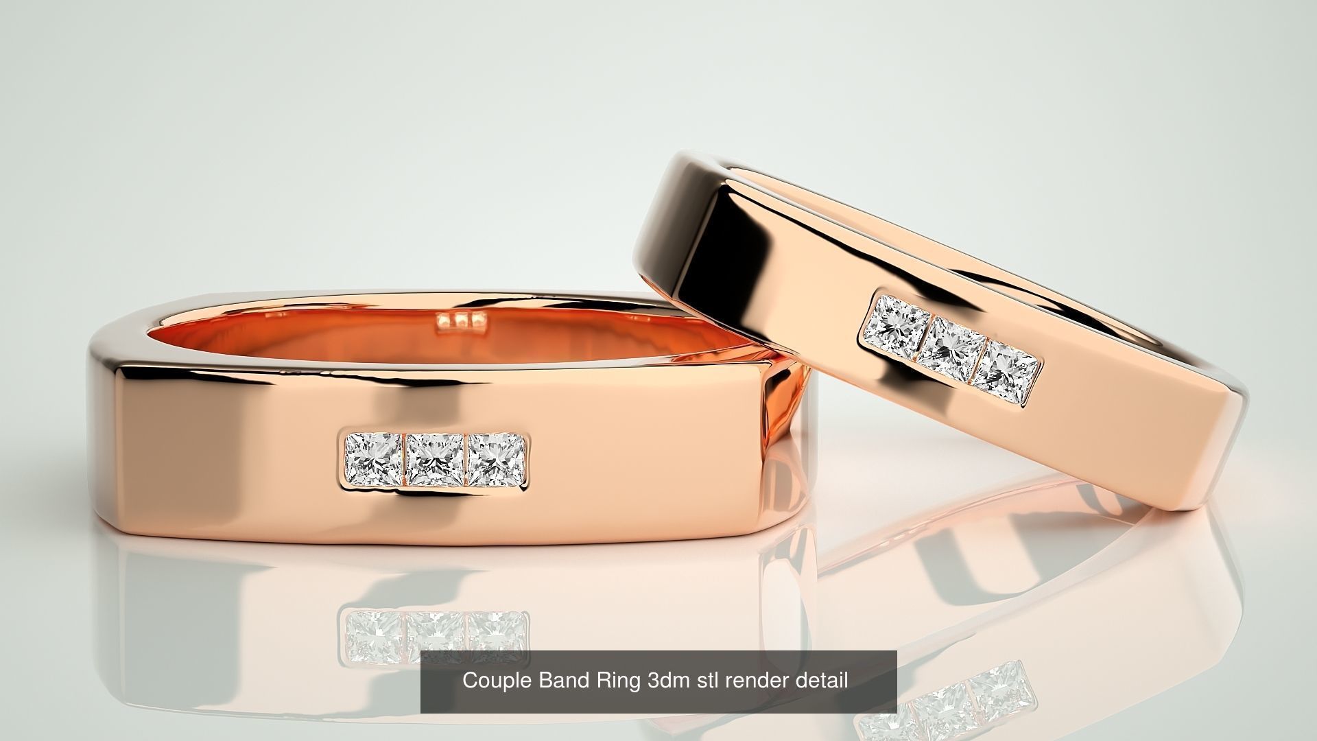 156  Couple Band Ring 3dm stl render detail Part-3 3D Model Collection_107