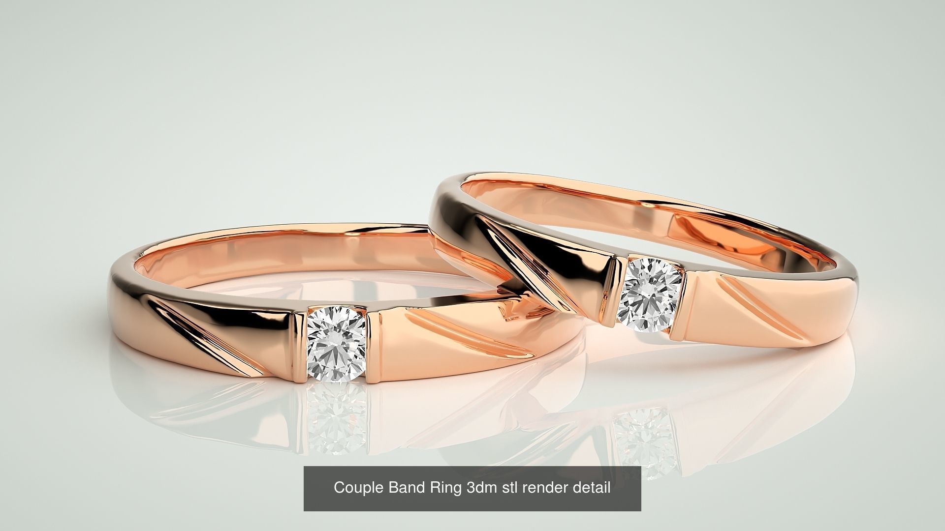 156  Couple Band Ring 3dm stl render detail Part-3 3D Model Collection_72