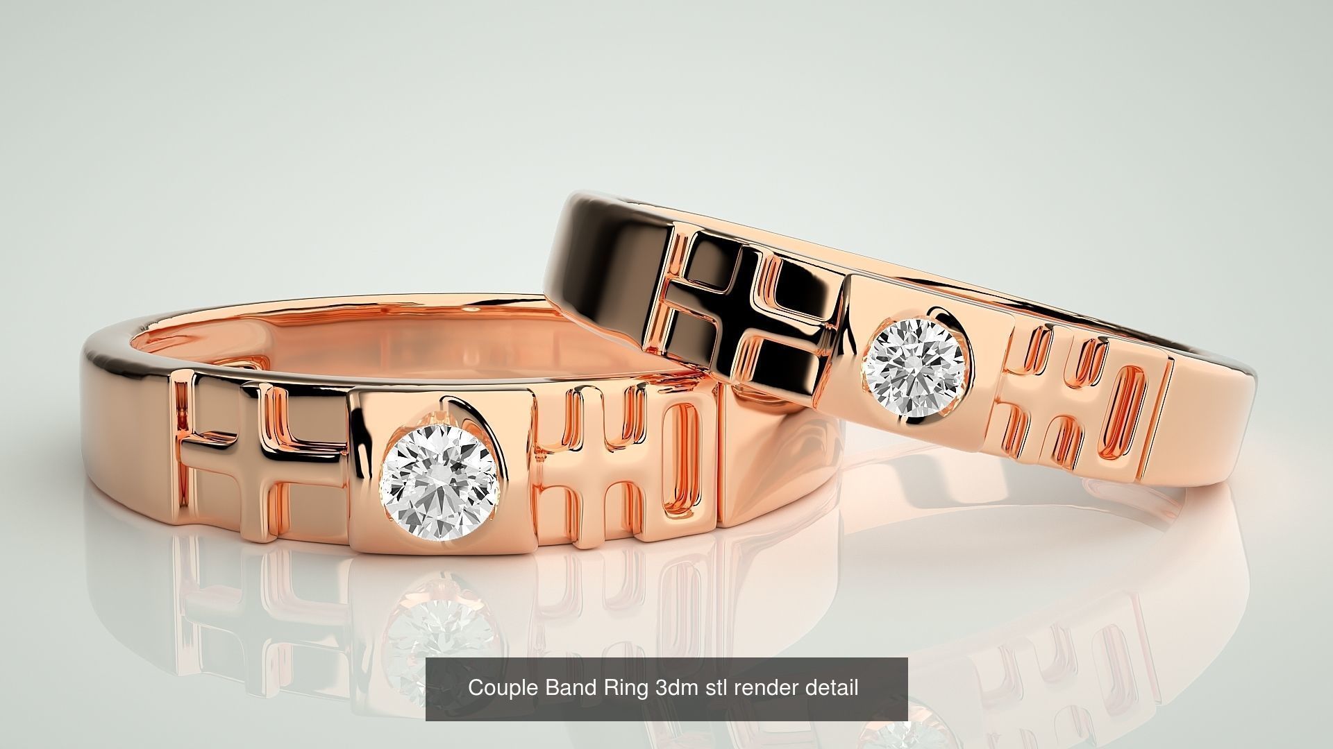 156  Couple Band Ring 3dm stl render detail Part-3 3D Model Collection_29