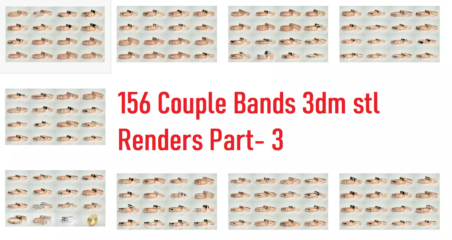 156  Couple Band Ring 3dm stl render detail Part-3 3D Model Collection_0