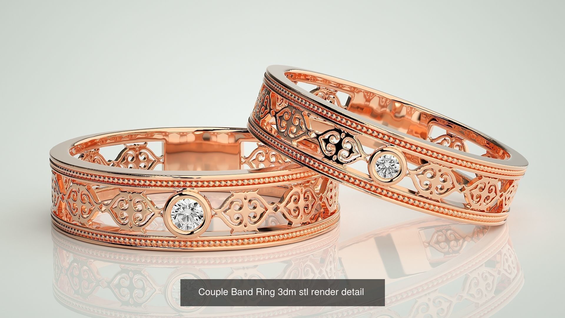 156  Couple Band Ring 3dm stl render detail Part-3 3D Model Collection_24