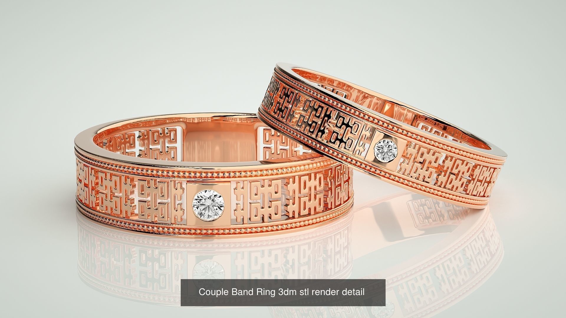 156  Couple Band Ring 3dm stl render detail Part-3 3D Model Collection_47