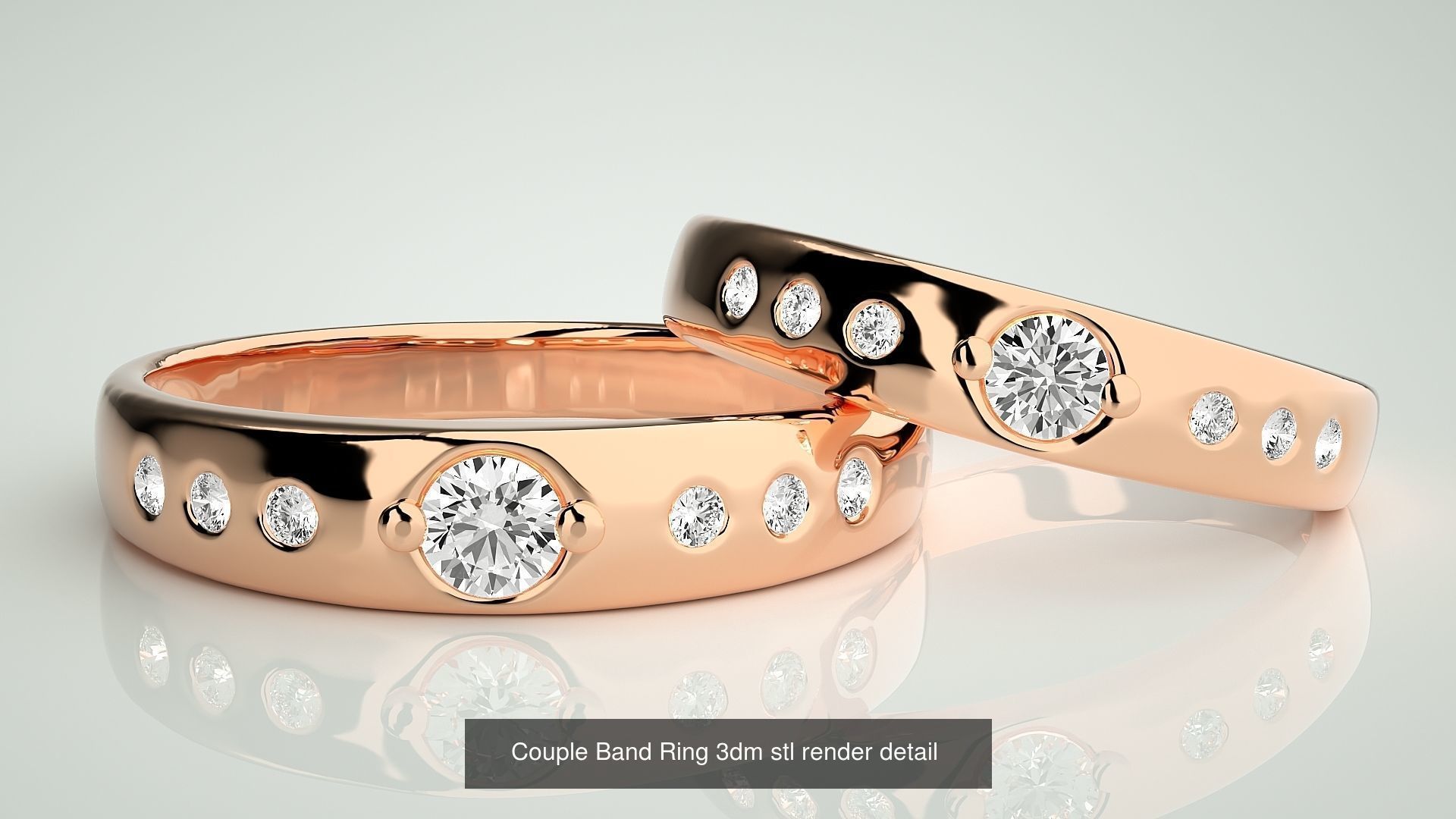 156  Couple Band Ring 3dm stl render detail Part-3 3D Model Collection_100