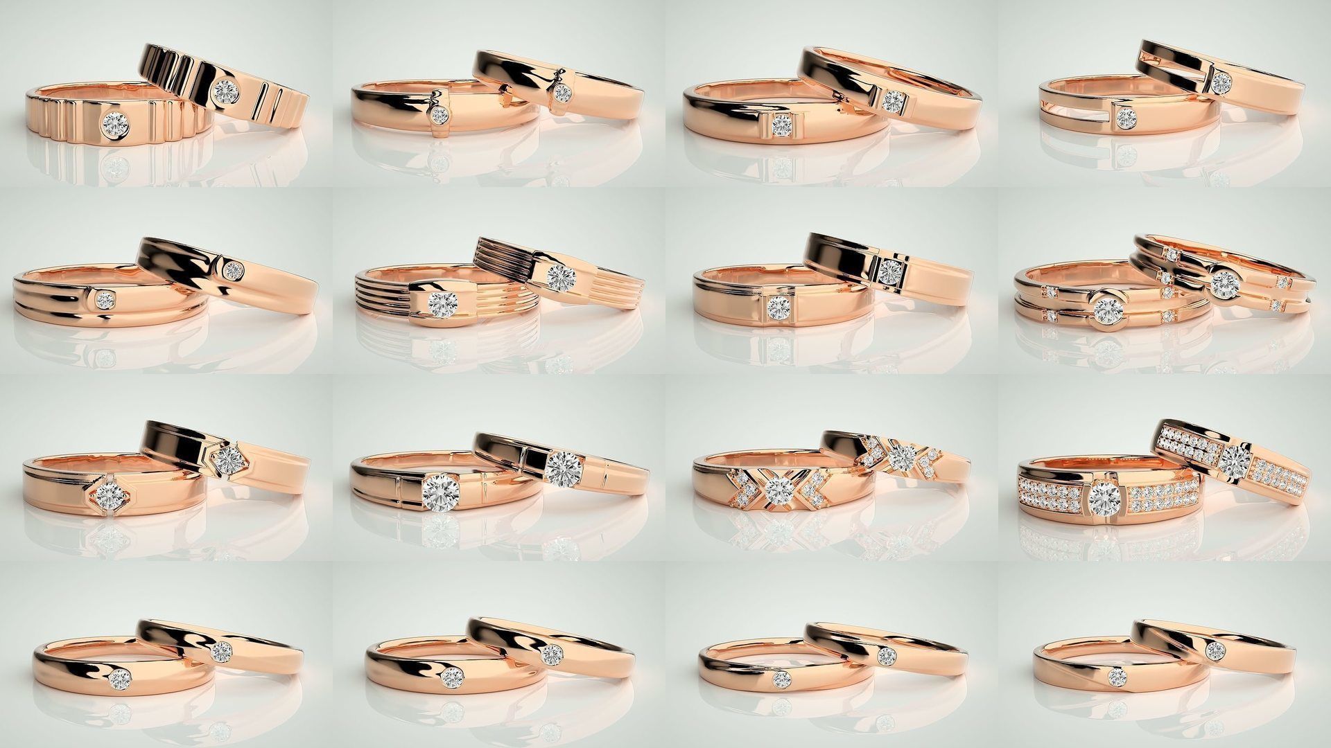 156  Couple Band Ring 3dm stl render detail Part-3 3D Model Collection_8